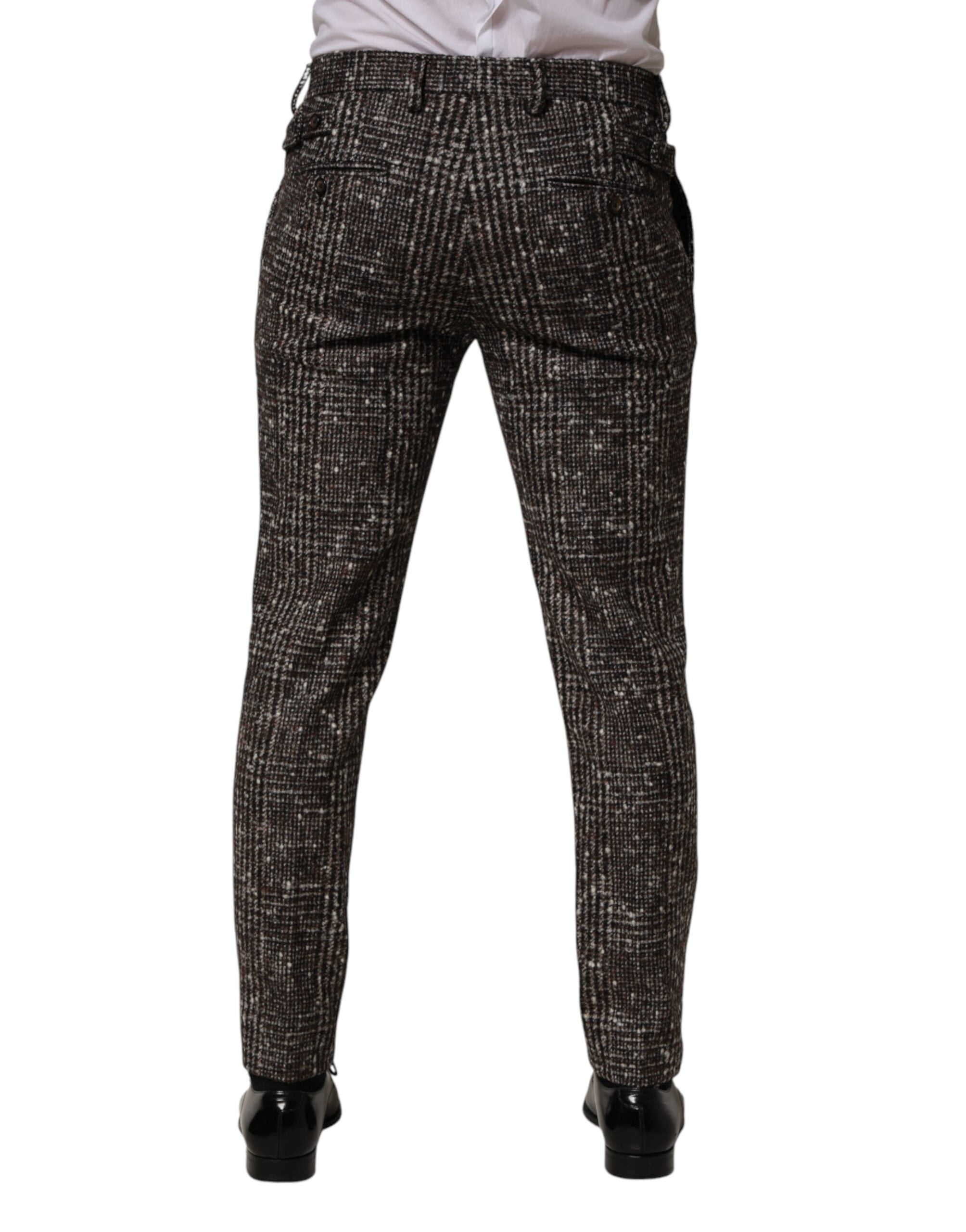 Dolce & Gabbana Brown Wool Plaid Skinny Dress Trouser Pants Dolce & Gabbana