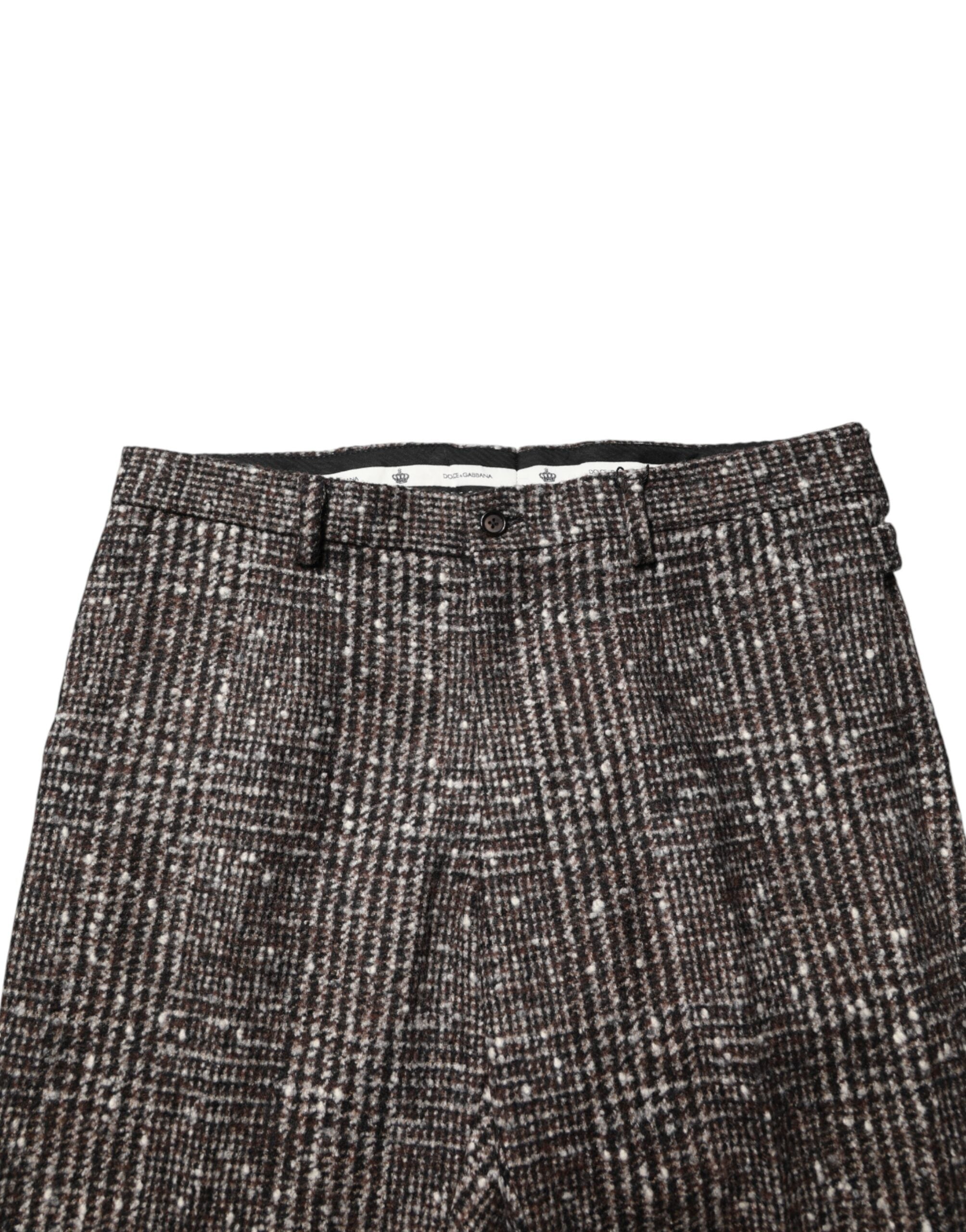 Dolce & Gabbana Brown Wool Plaid Skinny Dress Trouser Pants Dolce & Gabbana