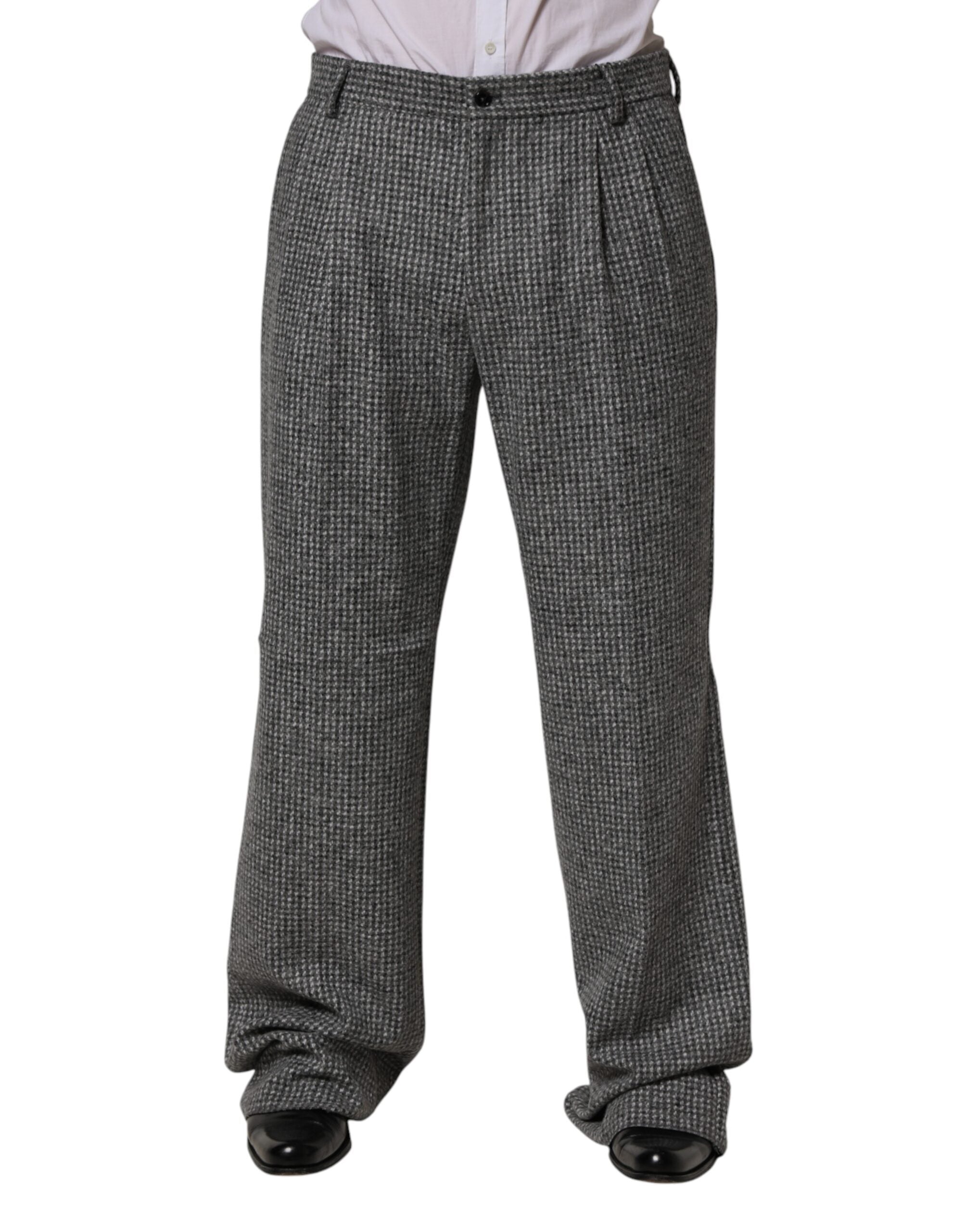 Dolce & Gabbana Gray Houndstooth Straight Dress Trouser Pants Dolce & Gabbana