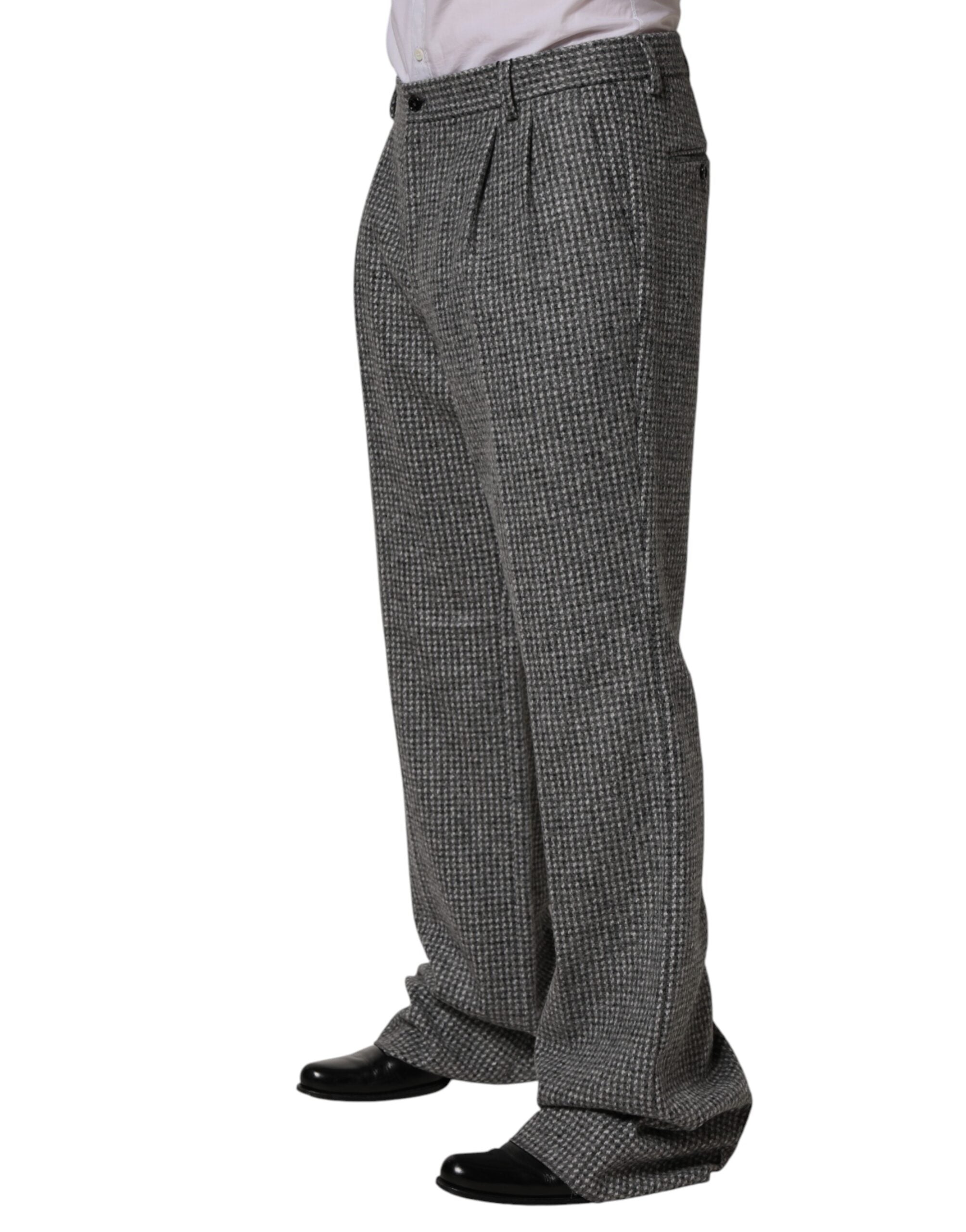 Dolce & Gabbana Gray Houndstooth Straight Dress Trouser Pants Dolce & Gabbana