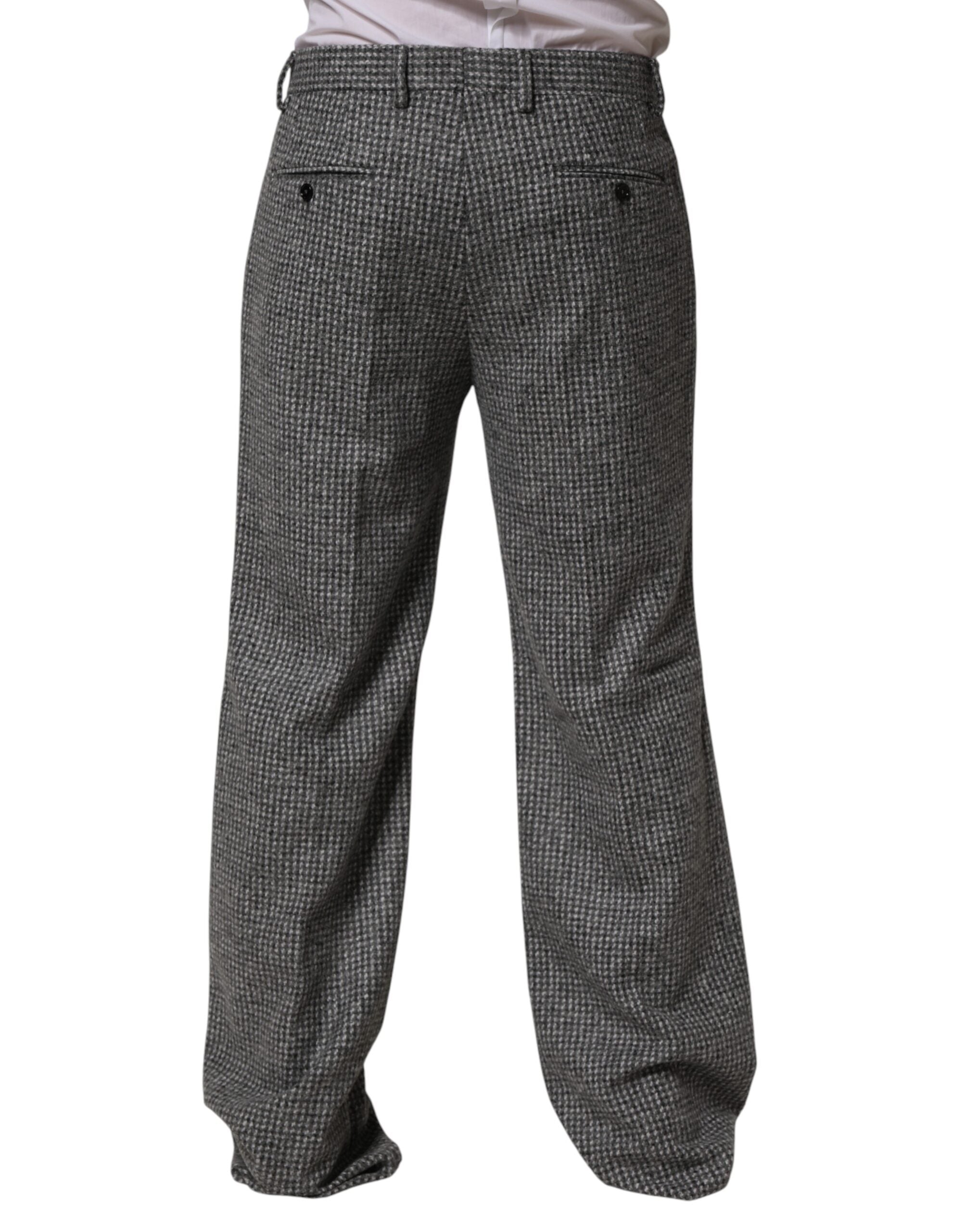Dolce & Gabbana Gray Houndstooth Straight Dress Trouser Pants Dolce & Gabbana