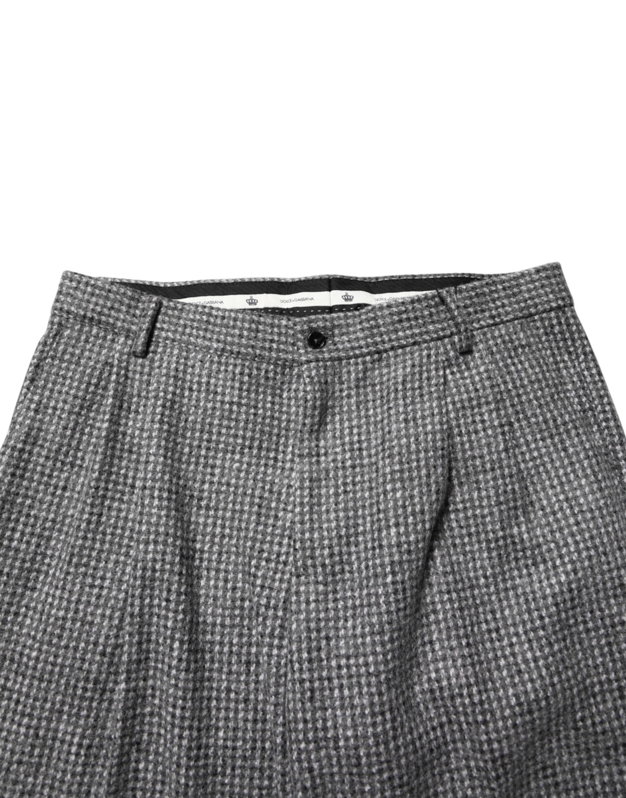 Dolce & Gabbana Gray Houndstooth Straight Dress Trouser Pants Dolce & Gabbana