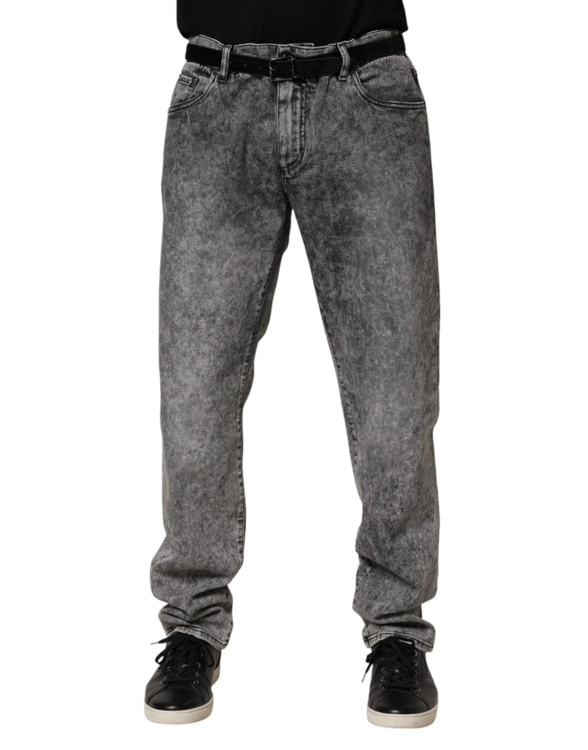 Dolce & Gabbana Gray Cotton Straight Leg Denim Trouser Jeans