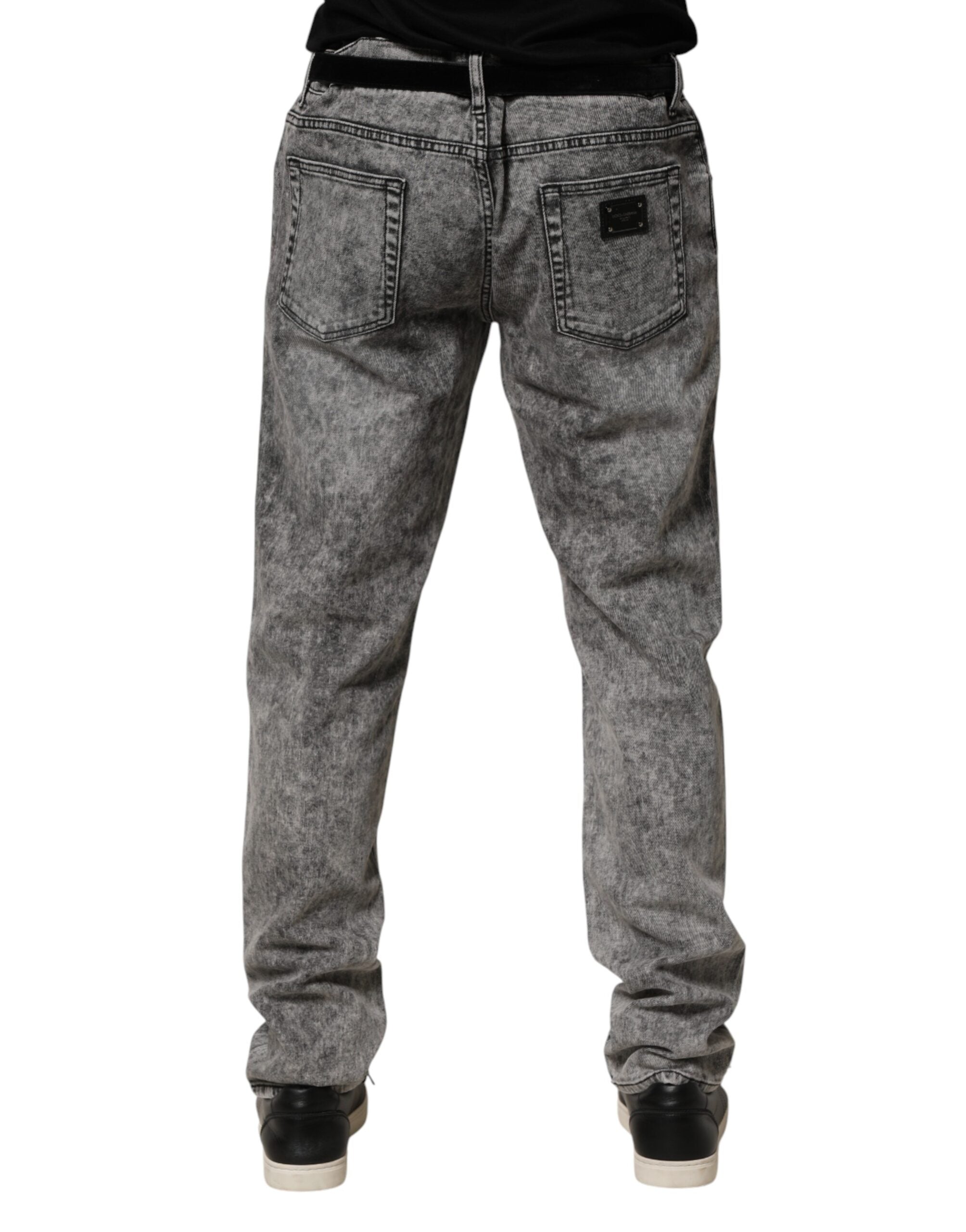 Dolce & Gabbana Gray Cotton Straight Leg Denim Trouser Jeans Dolce & Gabbana
