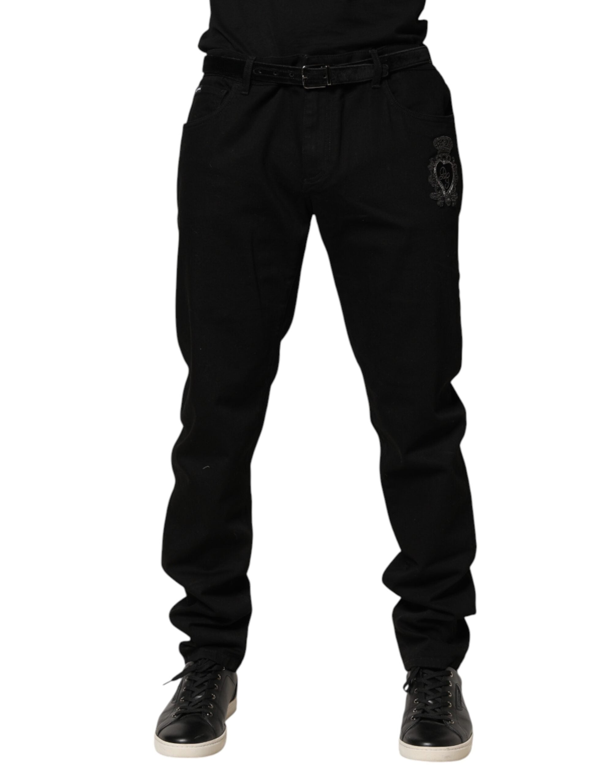 Dolce & Gabbana Black Sacred Heart Skinny Men Denim Jeans Dolce & Gabbana