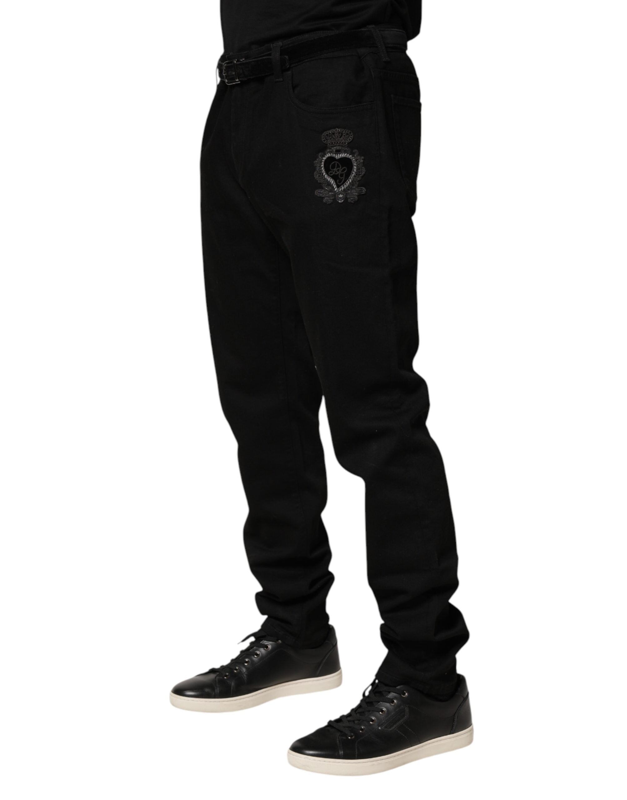 Dolce & Gabbana Black Sacred Heart Skinny Men Denim Jeans Dolce & Gabbana