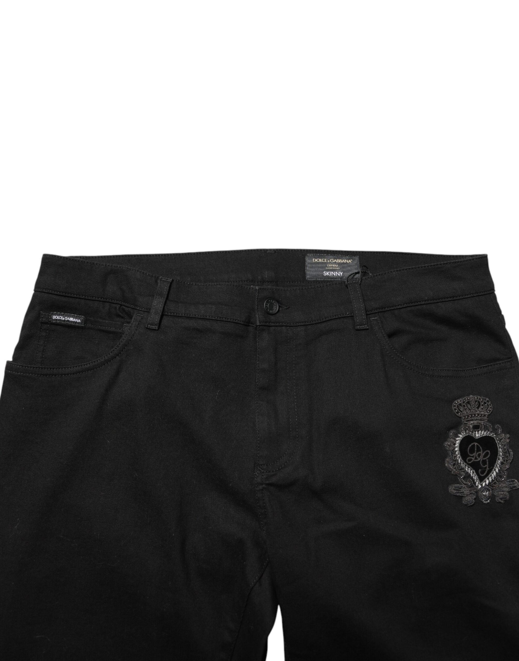 Dolce & Gabbana Black Sacred Heart Skinny Men Denim Jeans Dolce & Gabbana