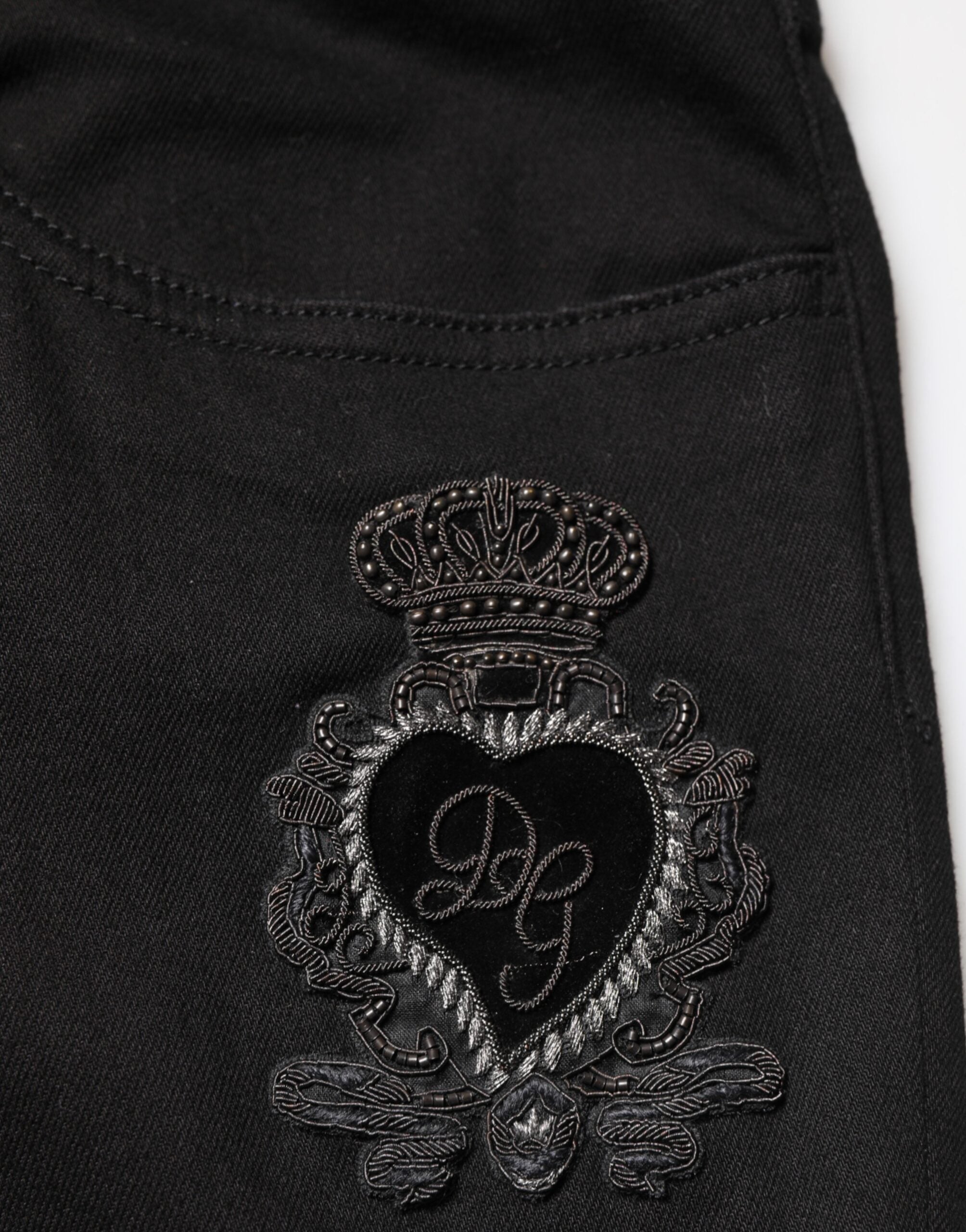 Dolce & Gabbana Black Sacred Heart Skinny Men Denim Jeans Dolce & Gabbana