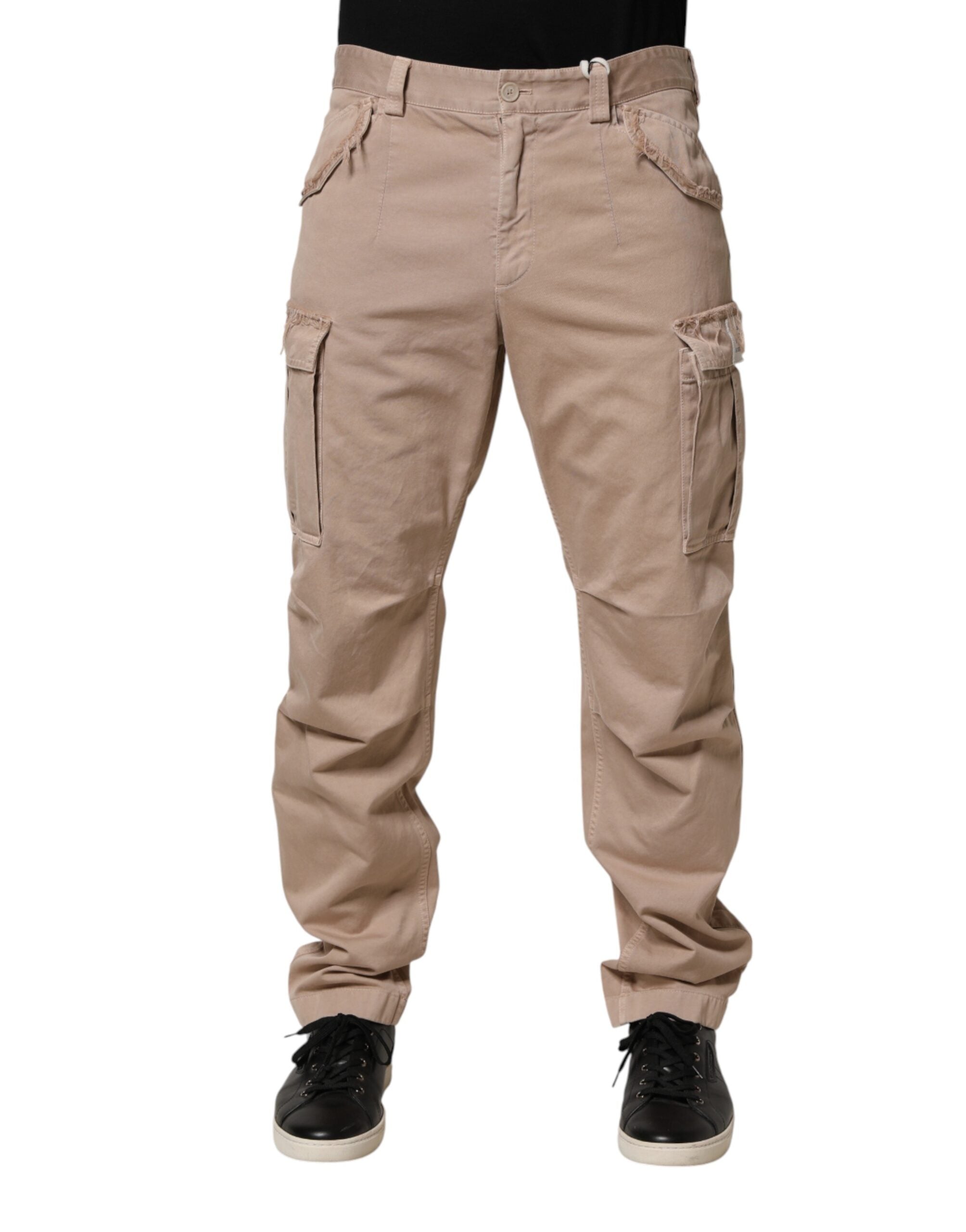 Dolce & Gabbana Beige Straight Cargo Chino Men Trouser Pants Dolce & Gabbana