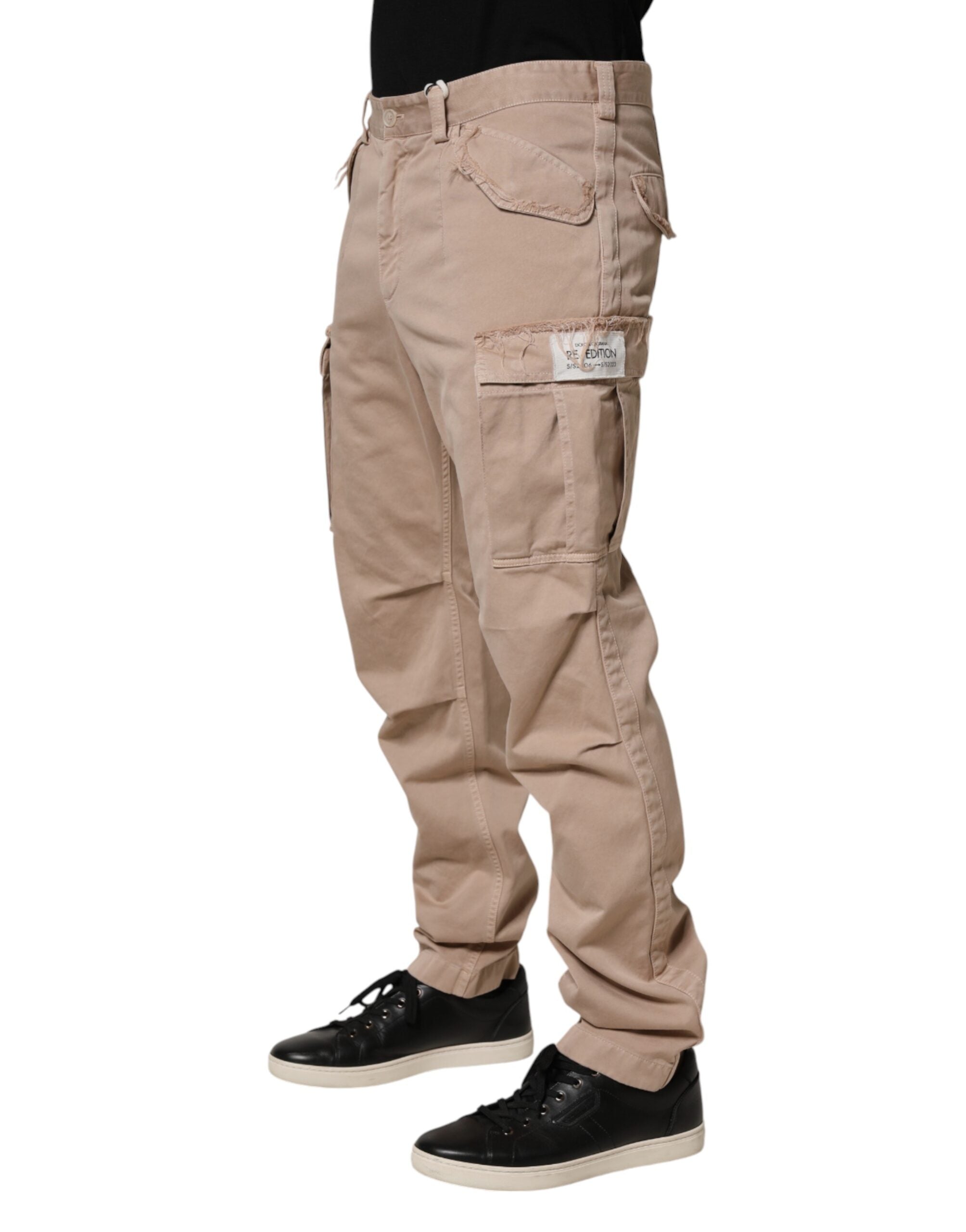 Dolce & Gabbana Beige Straight Cargo Chino Men Trouser Pants Dolce & Gabbana