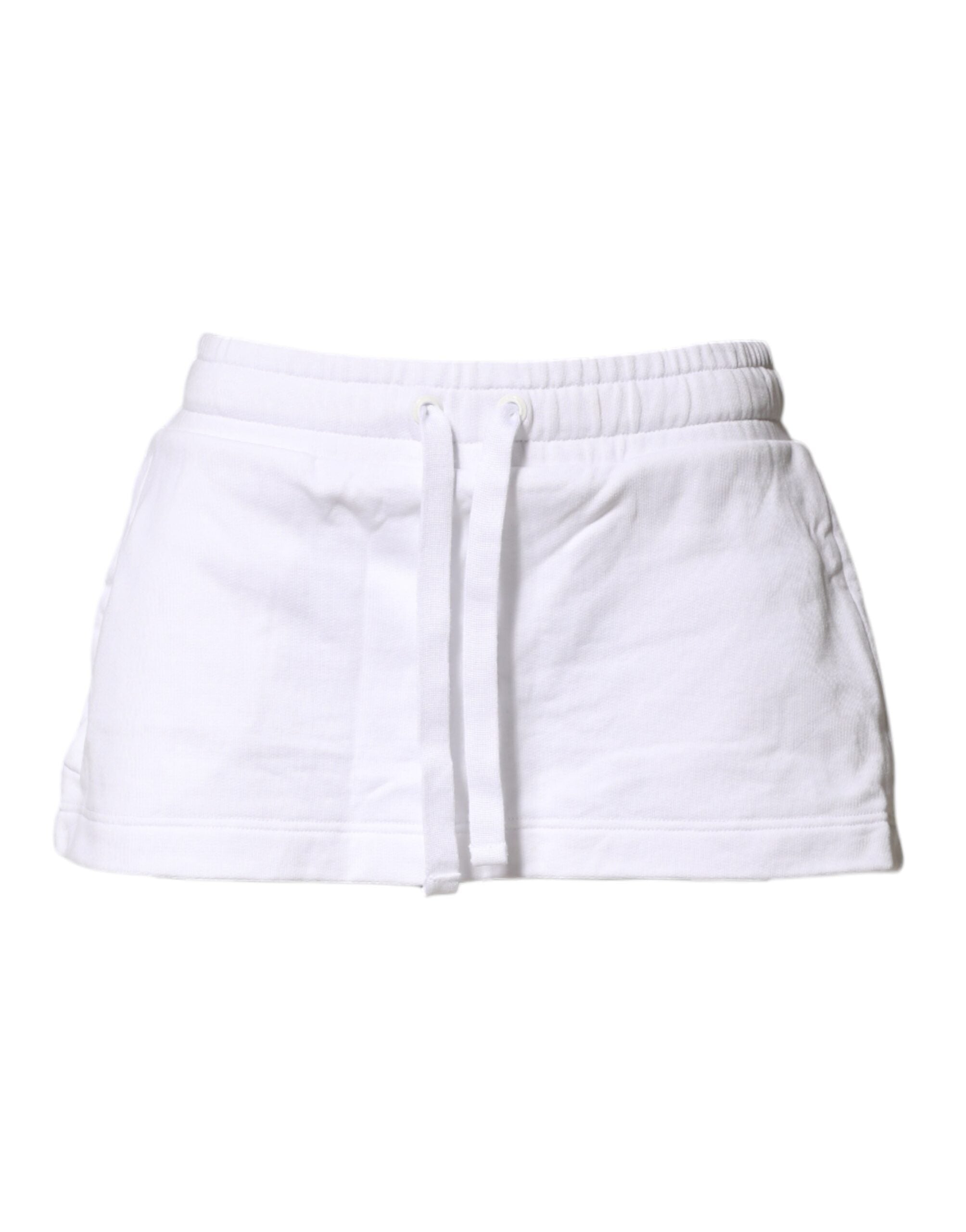 Dolce & Gabbana White Cotton Blend Mid Waist A-line Mini Skirt Dolce & Gabbana