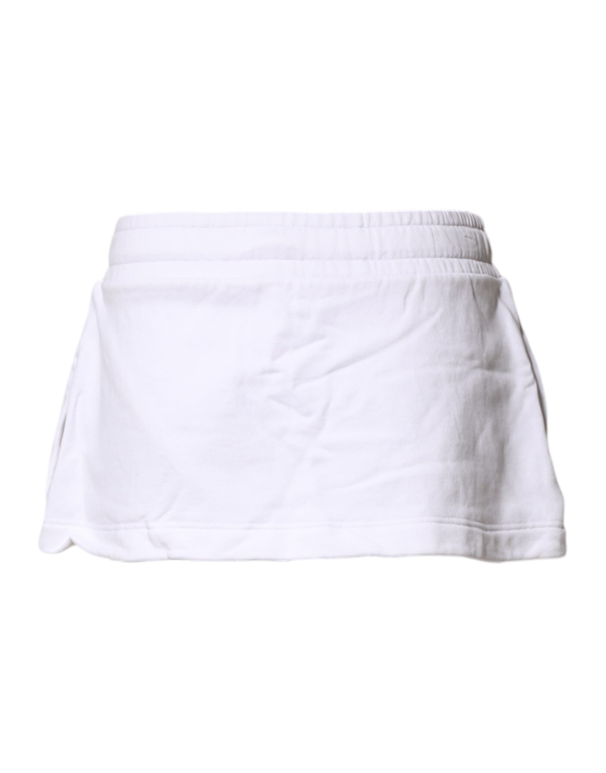 Dolce & Gabbana White Cotton Blend Mid Waist A-line Mini Skirt Dolce & Gabbana