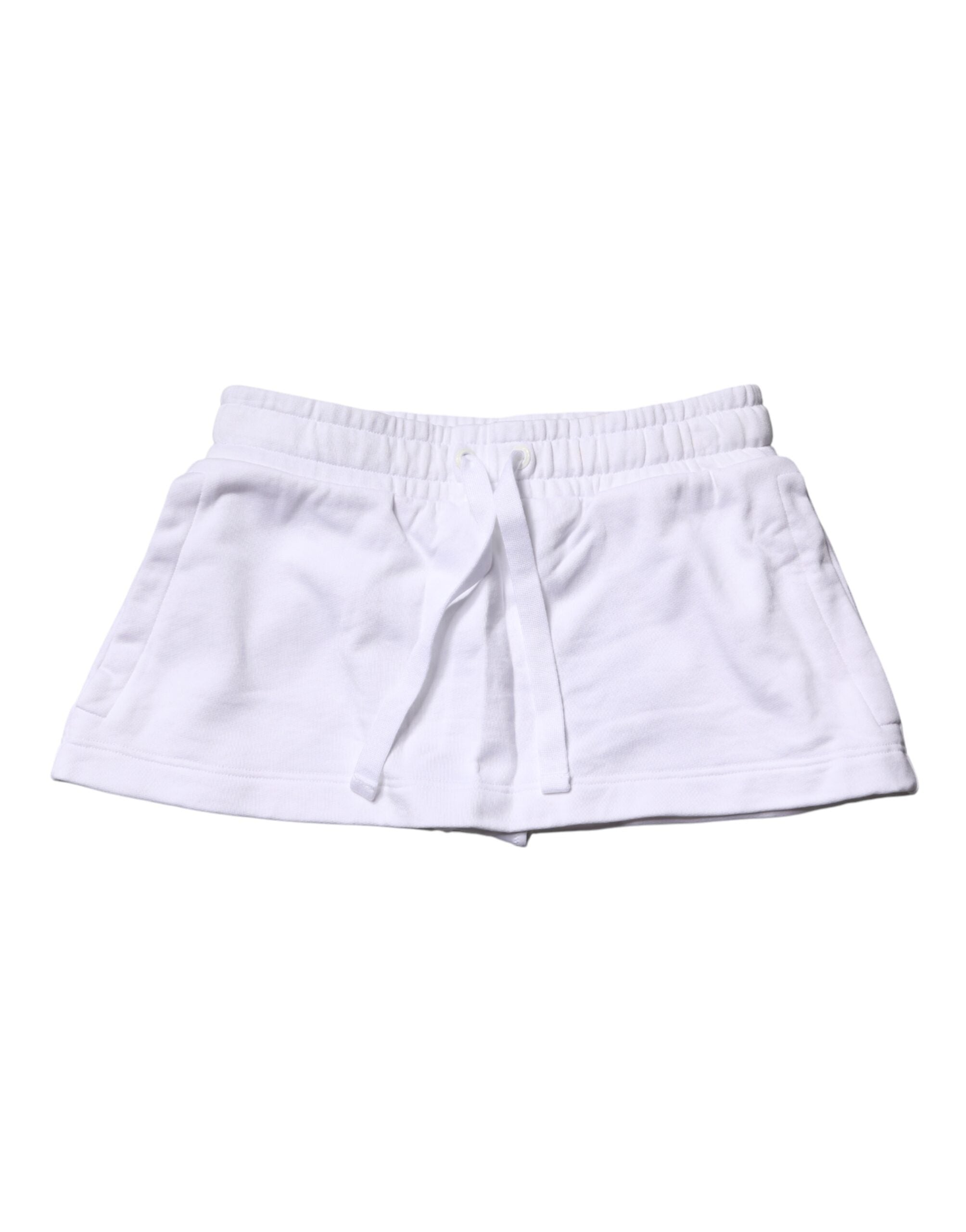 Dolce & Gabbana White Cotton Blend Mid Waist A-line Mini Skirt Dolce & Gabbana