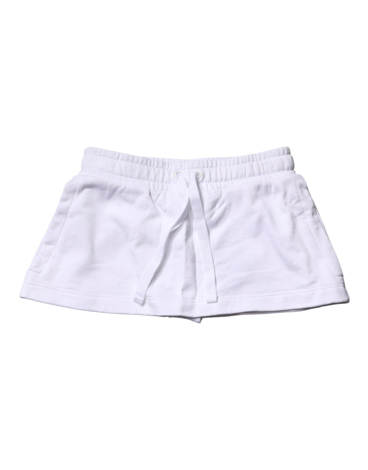 Dolce & Gabbana White Cotton Blend Mid Waist A-line Mini Skirt