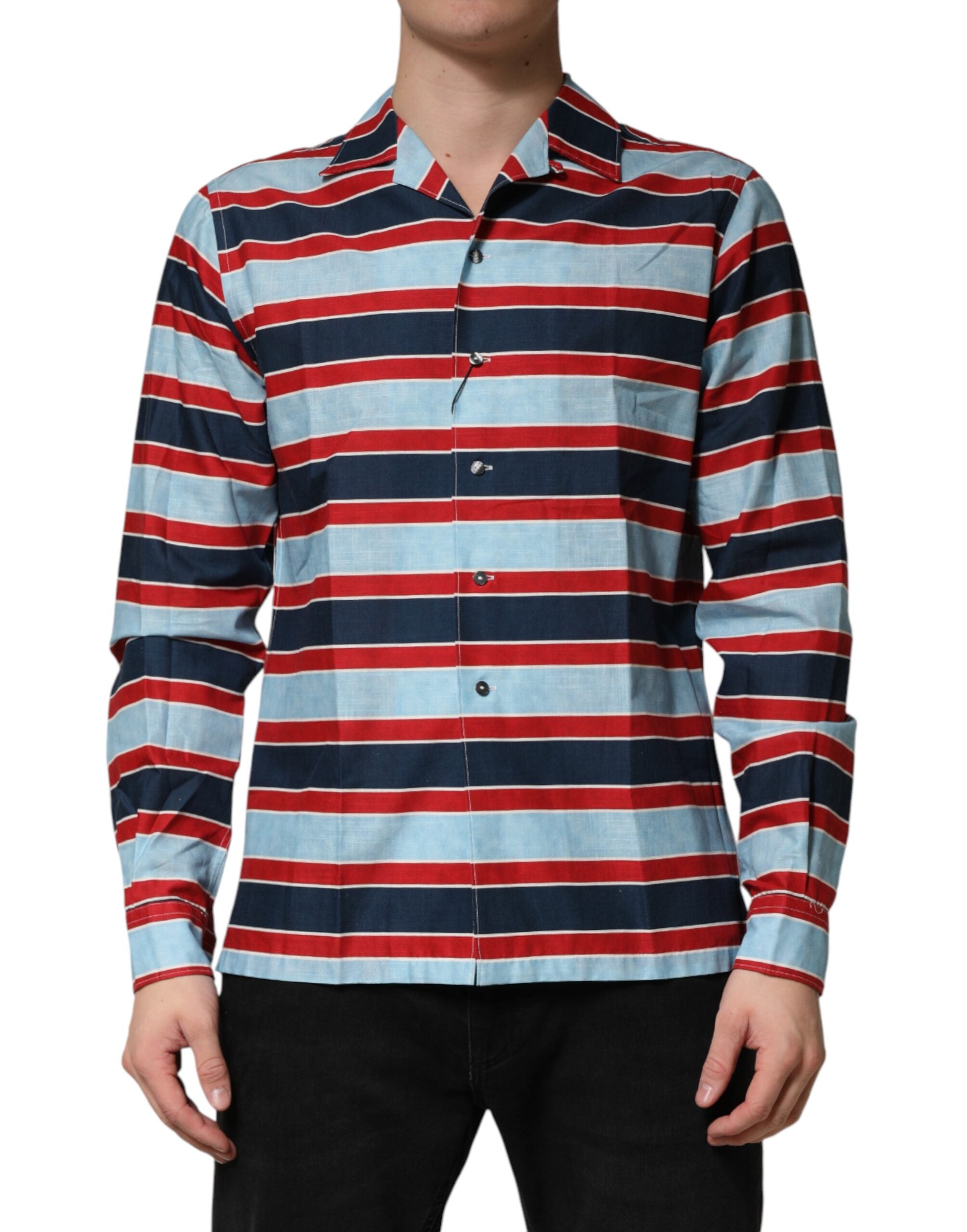 Dolce & Gabbana Multicolor Stripes Cotton Men Button Down Shirt Dolce & Gabbana
