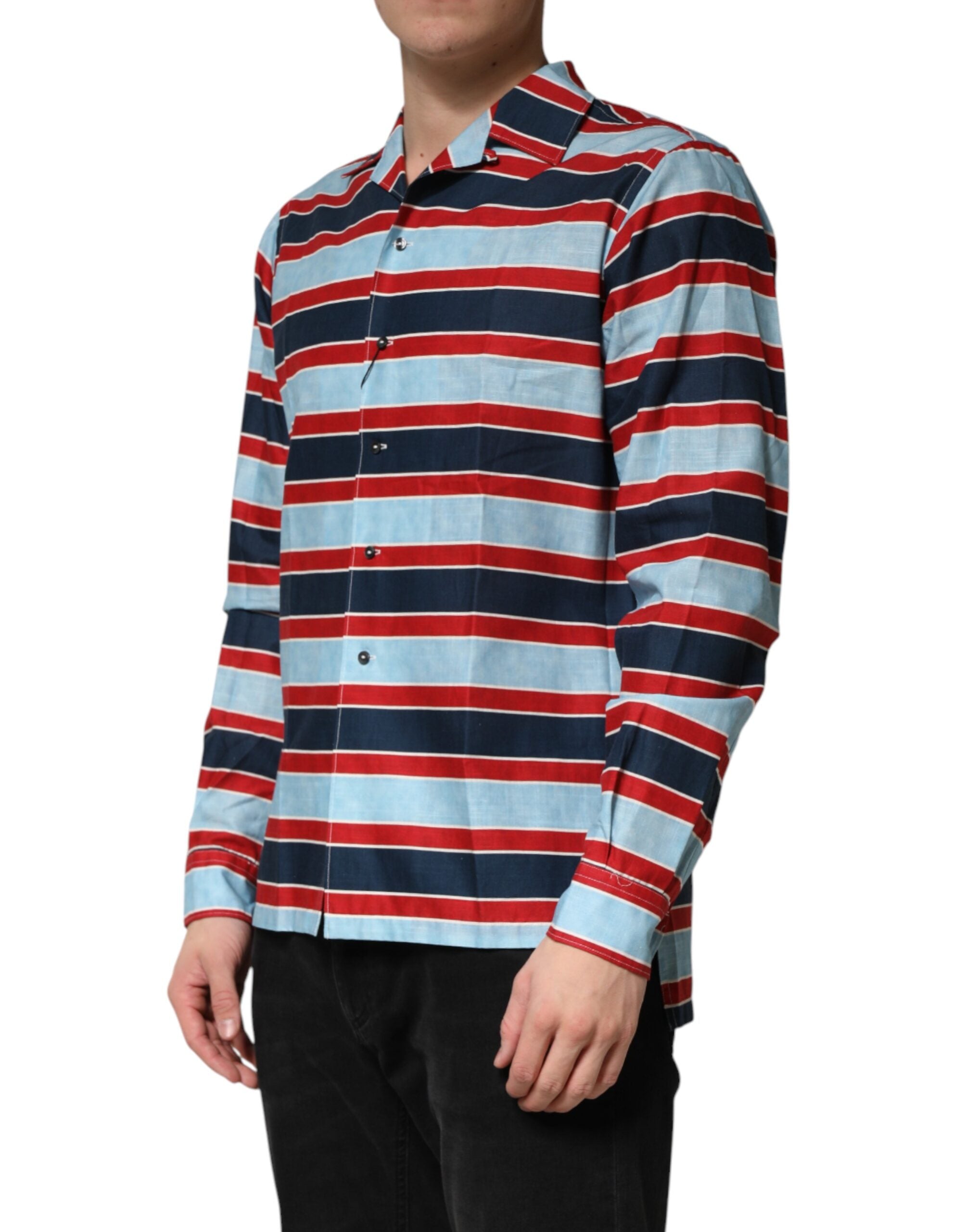 Dolce & Gabbana Multicolor Stripes Cotton Men Button Down Shirt Dolce & Gabbana