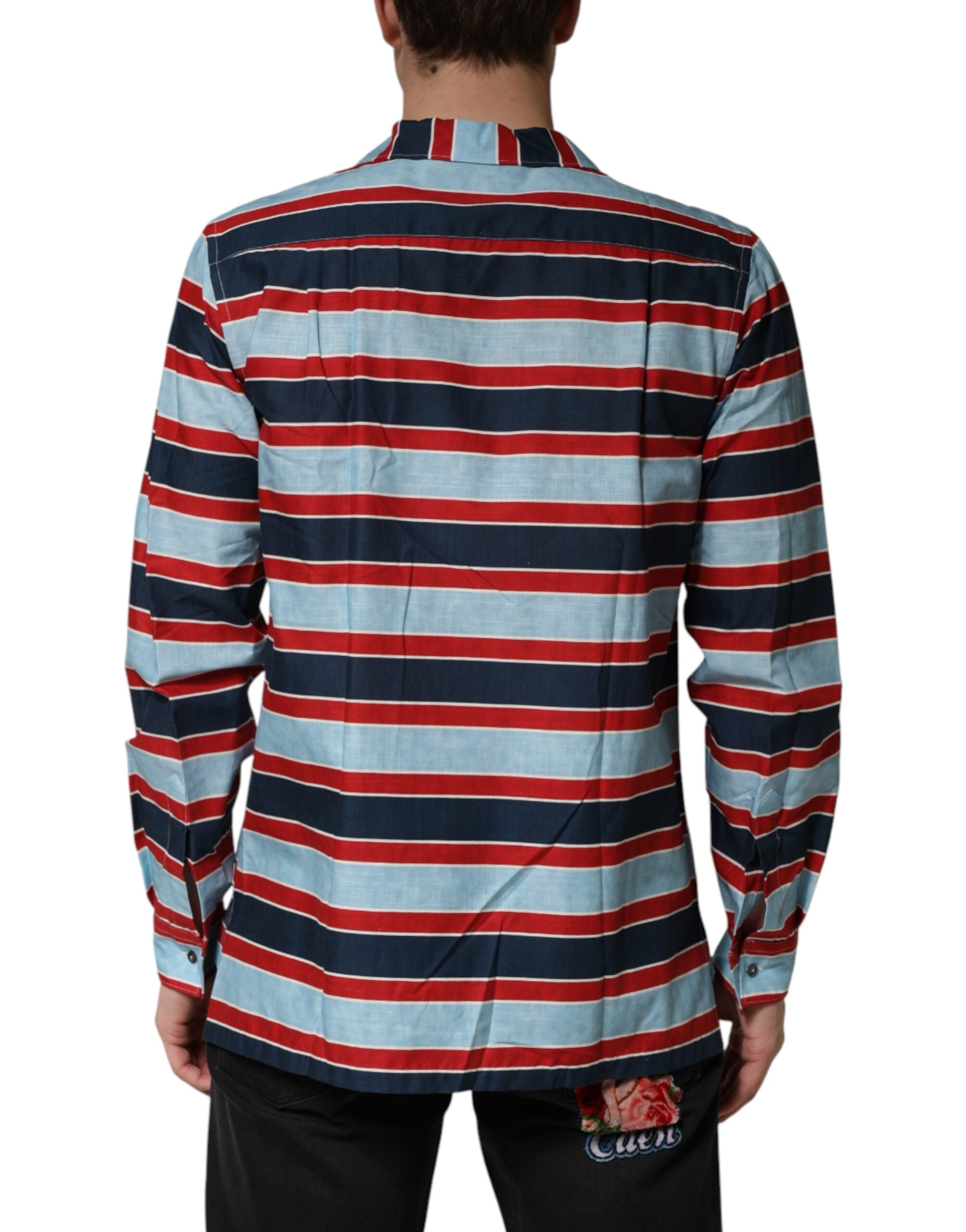 Dolce & Gabbana Multicolor Stripes Cotton Men Button Down Shirt Dolce & Gabbana