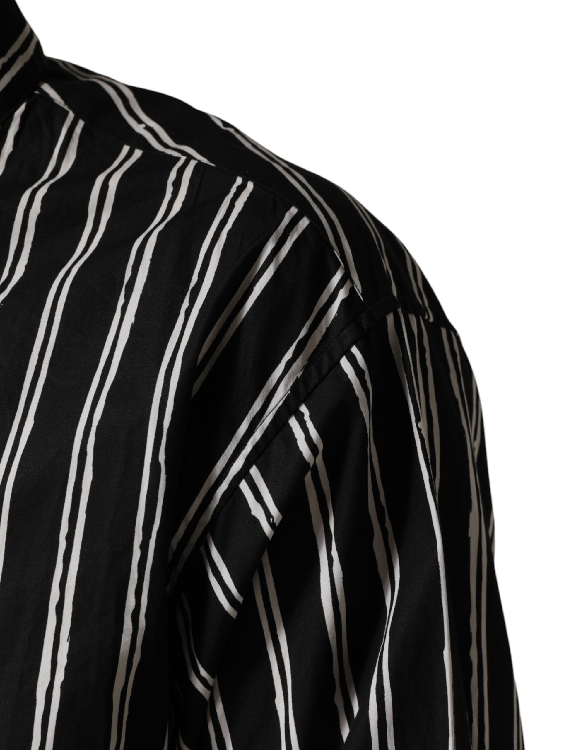 Dolce & Gabbana Black Stripes Cotton Men Formal Dress Shirt Dolce & Gabbana