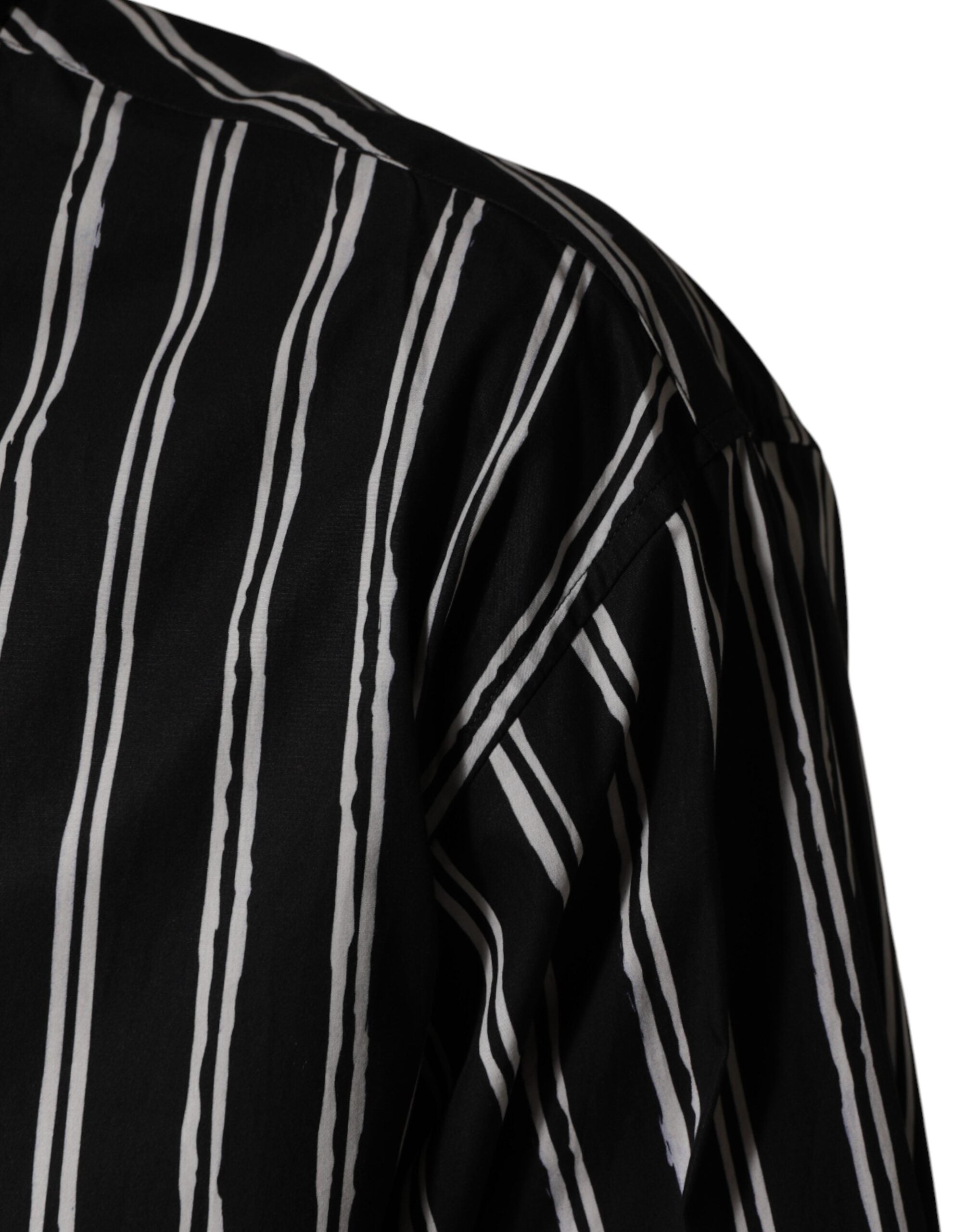 Dolce & Gabbana Black Stripes Cotton Men Formal Dress Shirt Dolce & Gabbana
