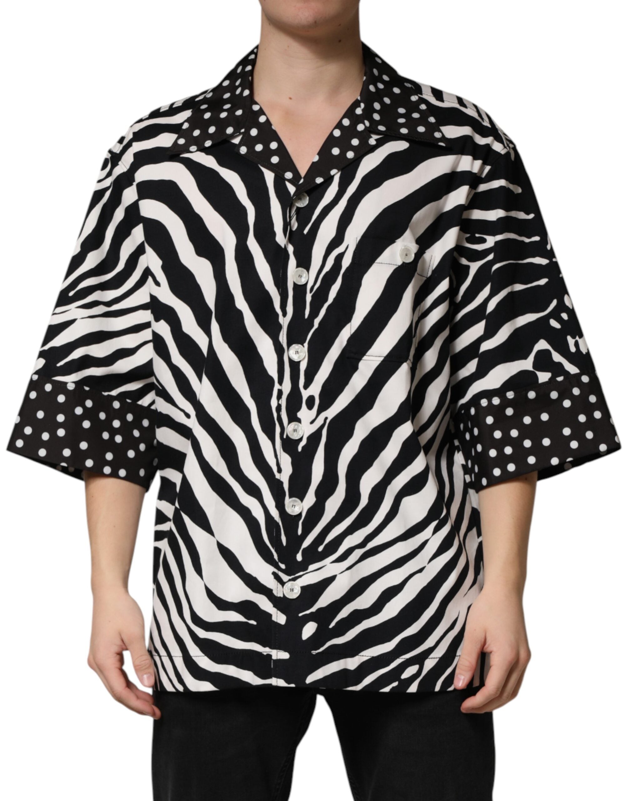 Dolce & Gabbana Black White Zebra ButtonDown Oversize Shirt Dolce & Gabbana