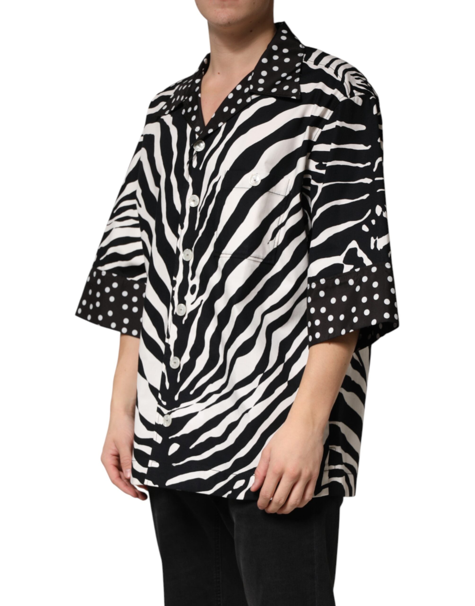 Dolce & Gabbana Black White Zebra ButtonDown Oversize Shirt Dolce & Gabbana