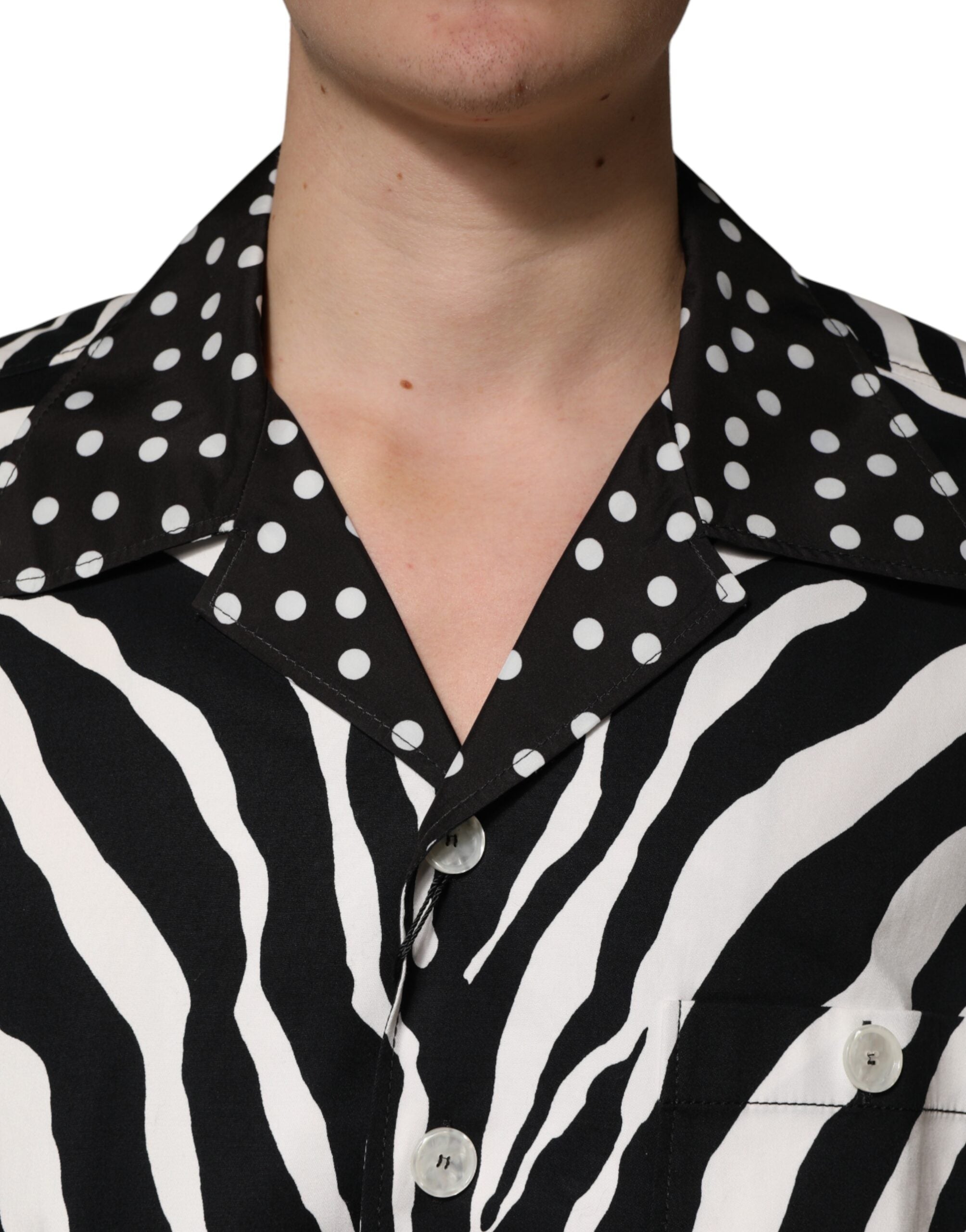Dolce & Gabbana Black White Zebra ButtonDown Oversize Shirt Dolce & Gabbana