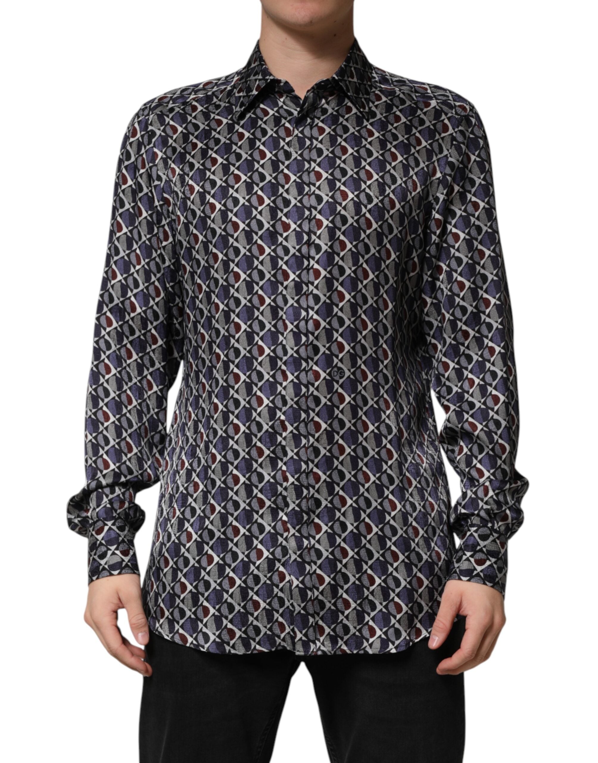 Dolce & Gabbana Multicolor Patterned Collared GOLD Men Dress Shirt Dolce & Gabbana