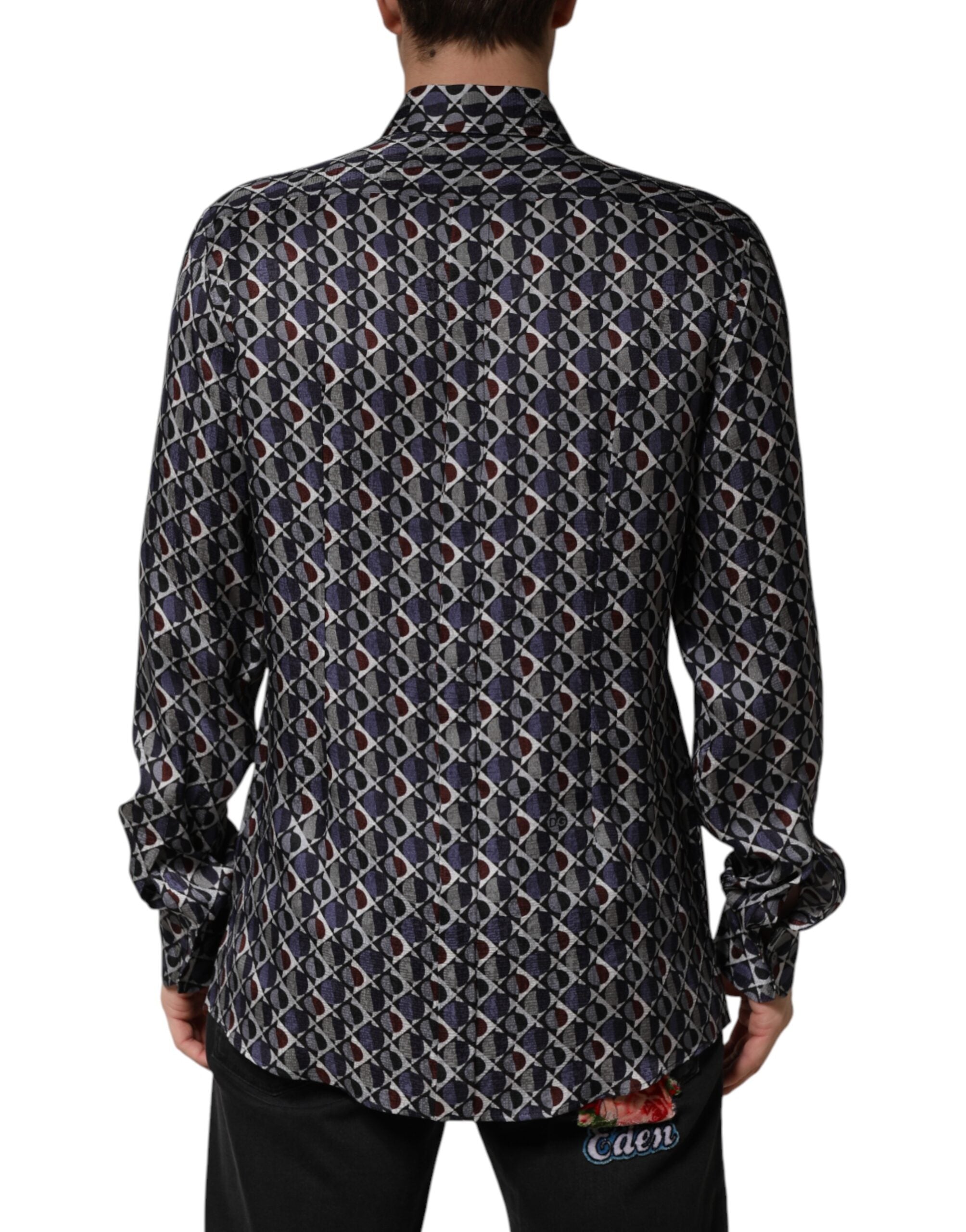 Dolce & Gabbana Multicolor Patterned Collared GOLD Men Dress Shirt Dolce & Gabbana