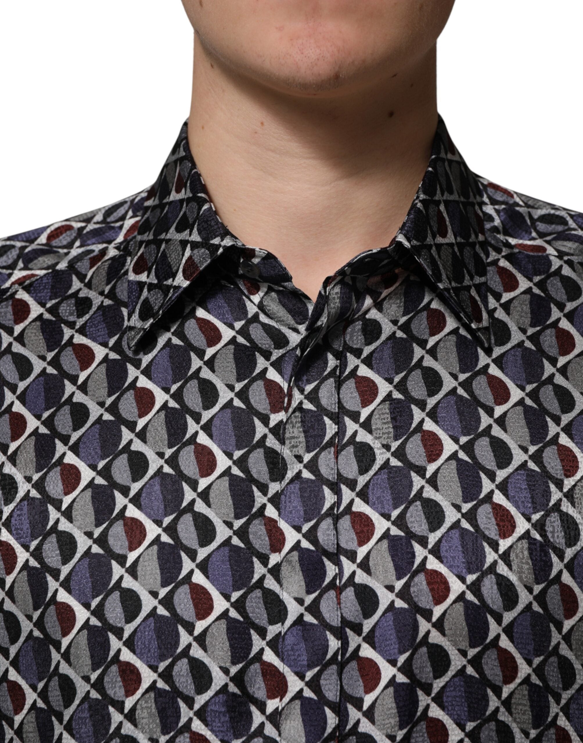 Dolce & Gabbana Multicolor Patterned Collared GOLD Men Dress Shirt Dolce & Gabbana
