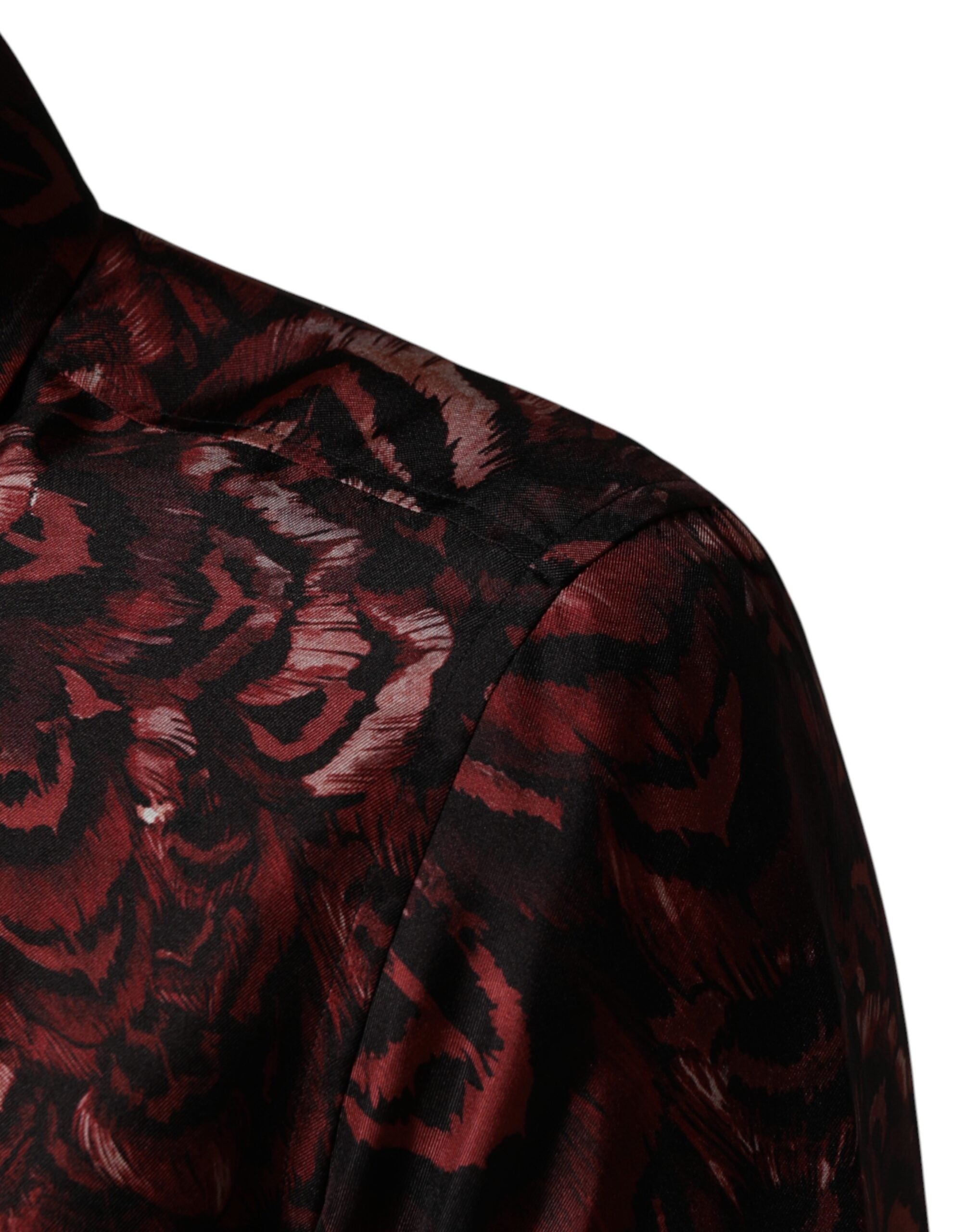 Dolce & Gabbana Bordeaux Patterned Collared Men Dress Shirt Dolce & Gabbana