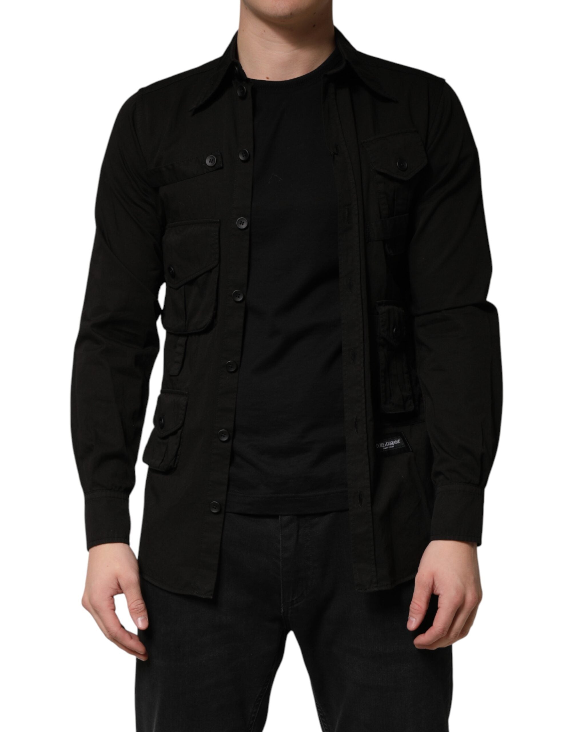 Dolce & Gabbana Black Cotton Collared Men Button Down Shirt Dolce & Gabbana