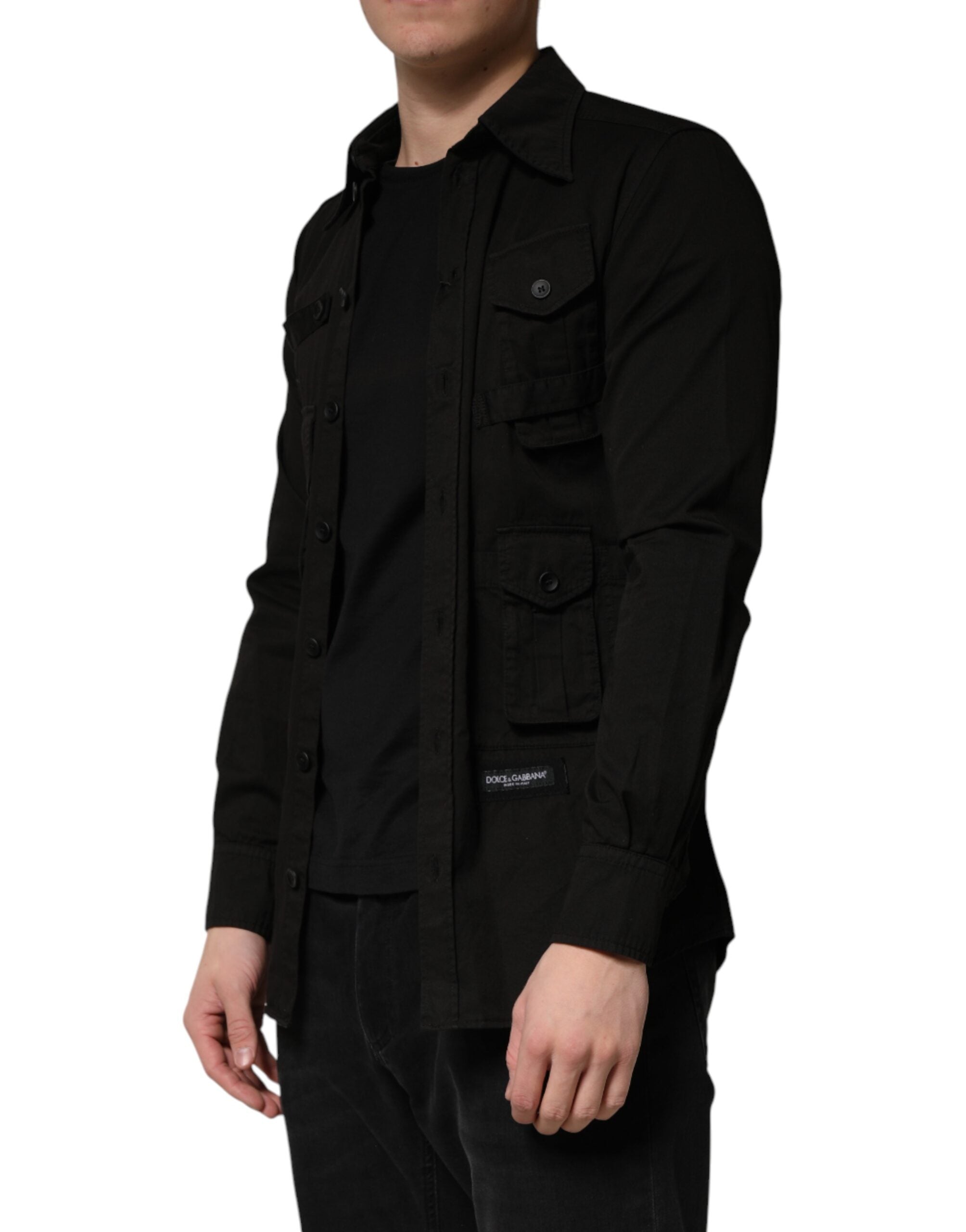 Dolce & Gabbana Black Cotton Collared Men Button Down Shirt Dolce & Gabbana