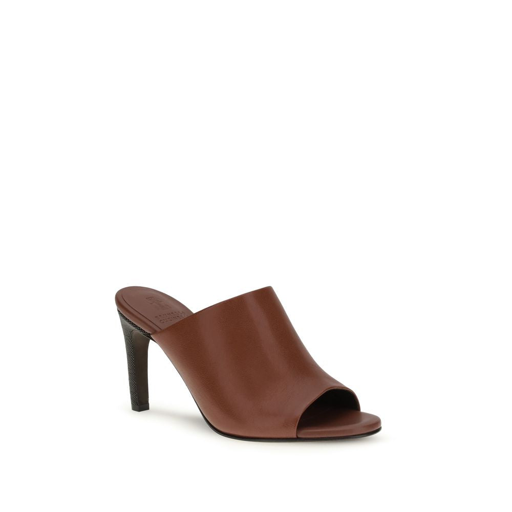 Brunello Cucinelli Brown Calf Leather Bos Taurus Sandals Brunello Cucinelli
