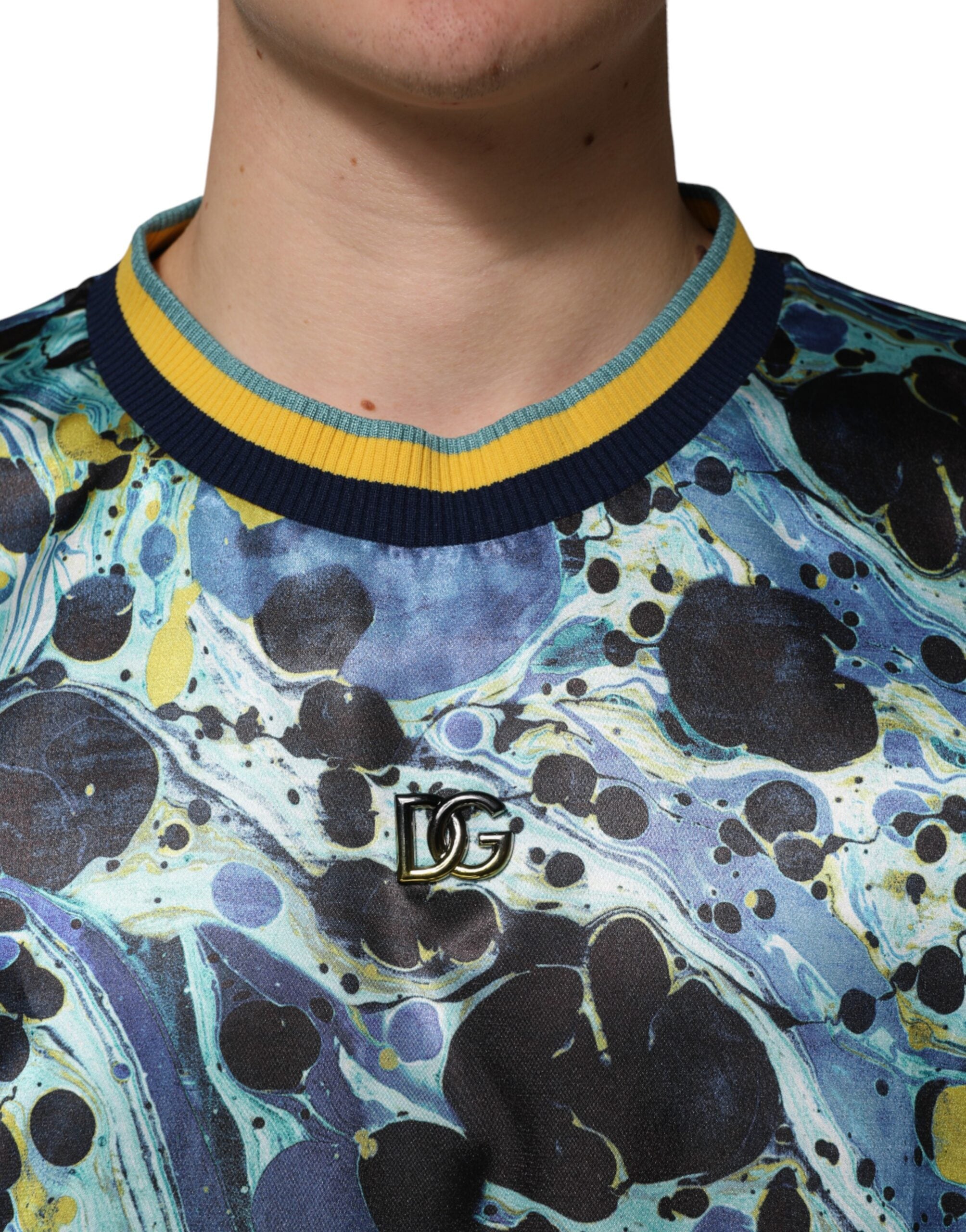 Dolce & Gabbana Multicolor Marble Print Pullover Sweater Dolce & Gabbana