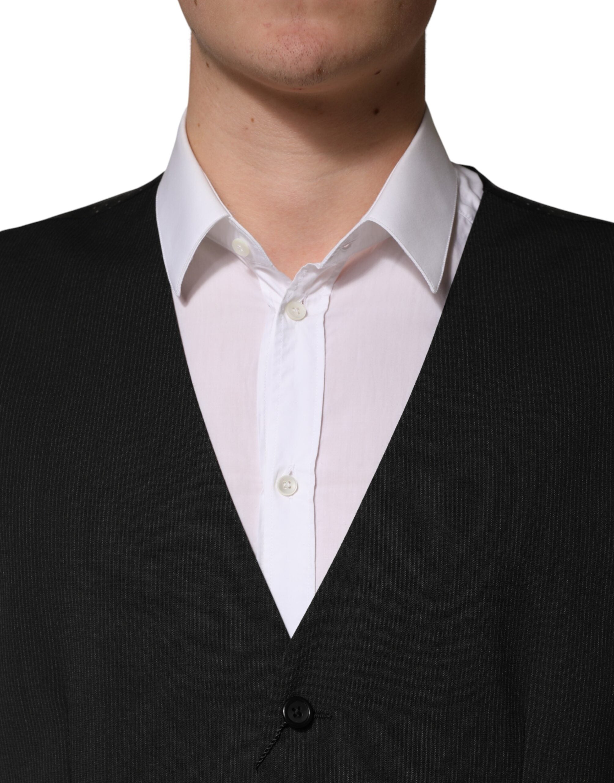 Dolce & Gabbana Black Wool Dress Men Formal Waistcoat Vest Dolce & Gabbana