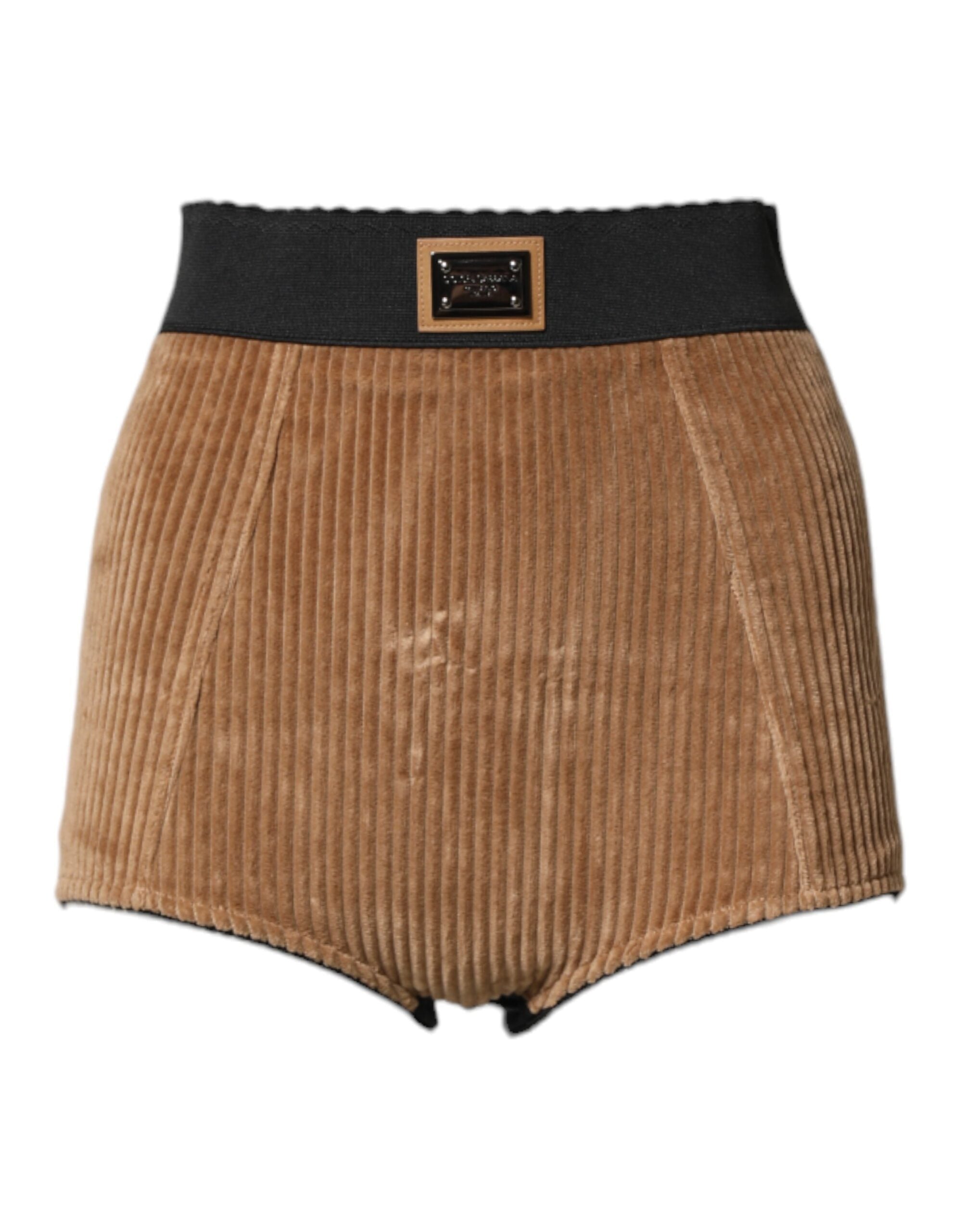 Dolce & Gabbana Brown Cotton High Waisted Hot Pants Shorts Dolce & Gabbana