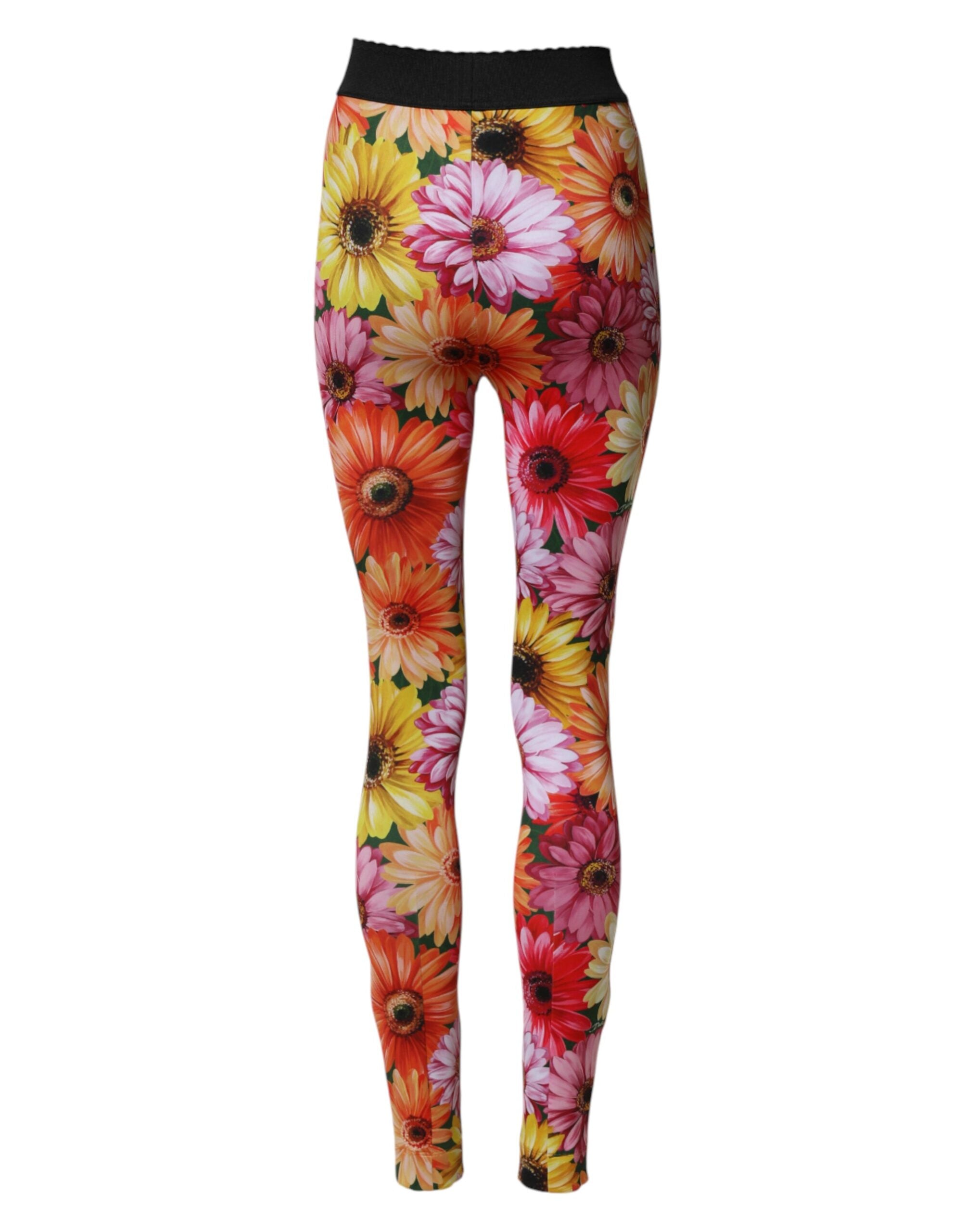 Dolce & Gabbana Multicolor Floral Leggings StretchWaist Pants Dolce & Gabbana