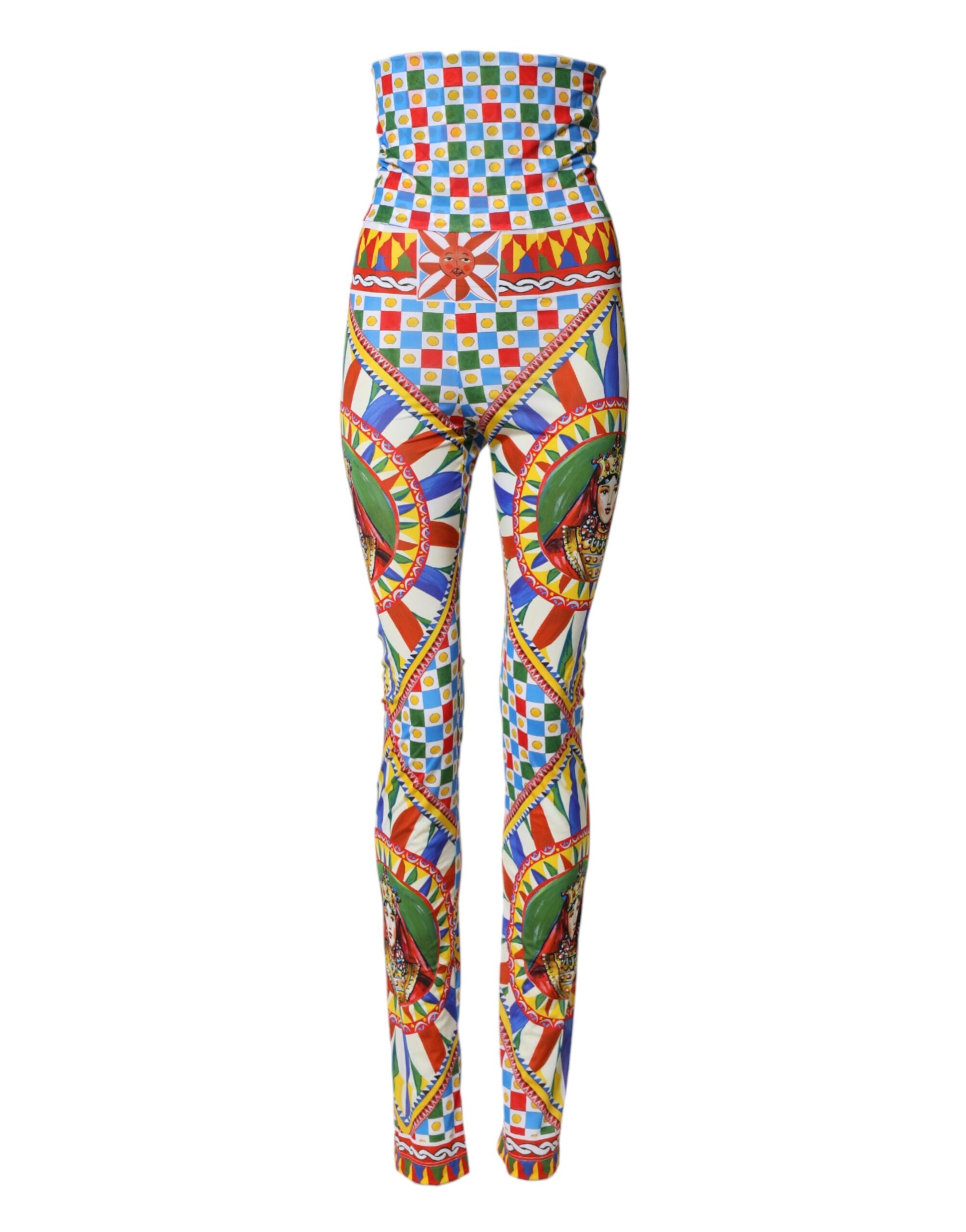 Dolce & Gabbana Multicolor Carretto Leggings High Waist Pants Dolce & Gabbana