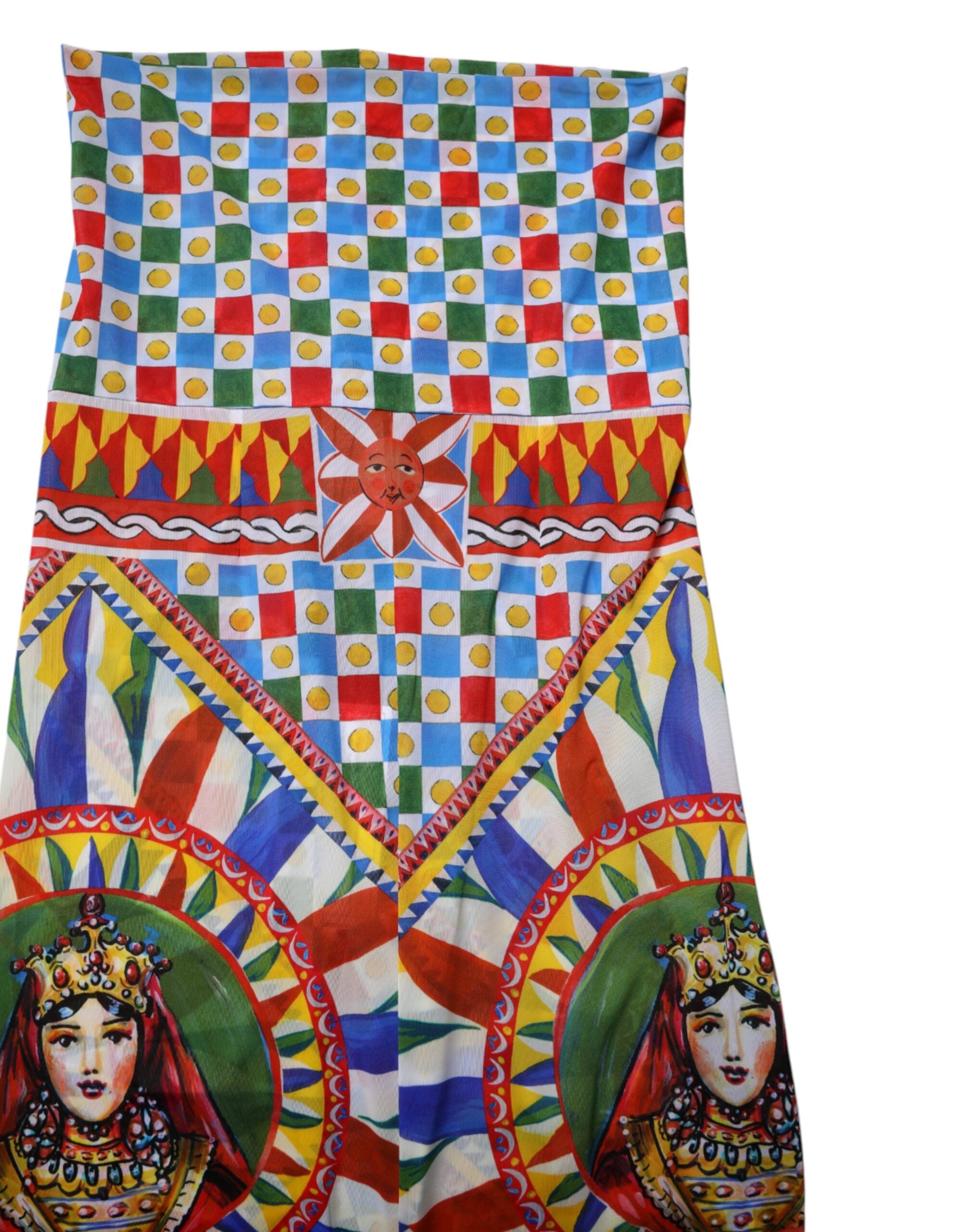 Dolce & Gabbana Multicolor Carretto Leggings High Waist Pants Dolce & Gabbana