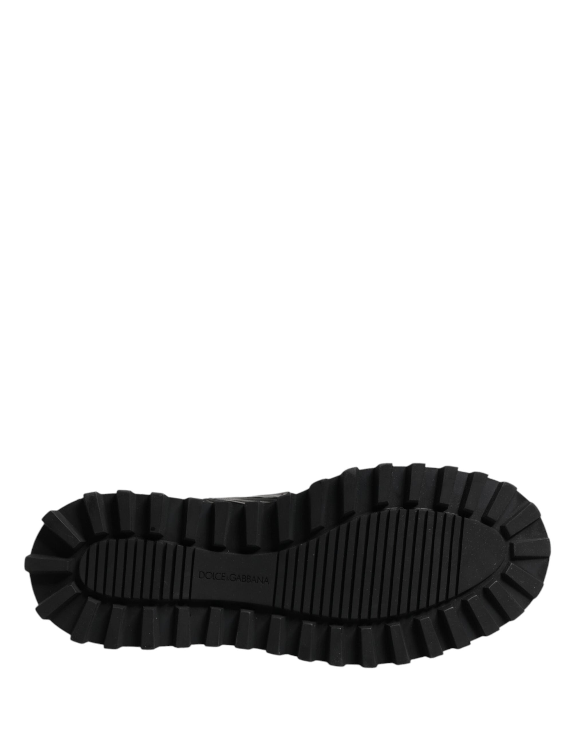 Dolce & Gabbana Black Leather DG Plaque Lace Up Boots Shoes Dolce & Gabbana