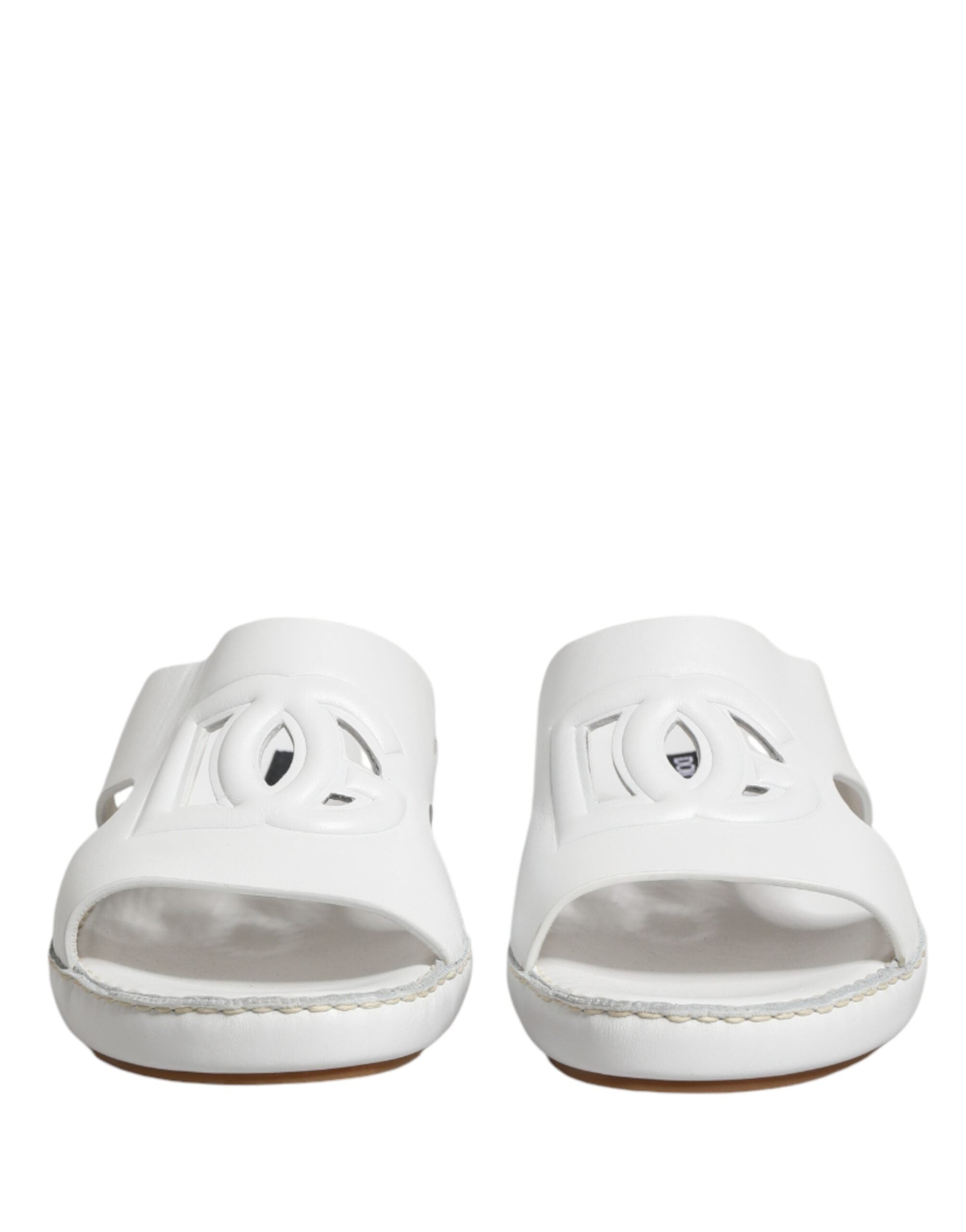 Dolce & Gabbana White DG Cutout Slides Slippers Flats Shoes Dolce & Gabbana