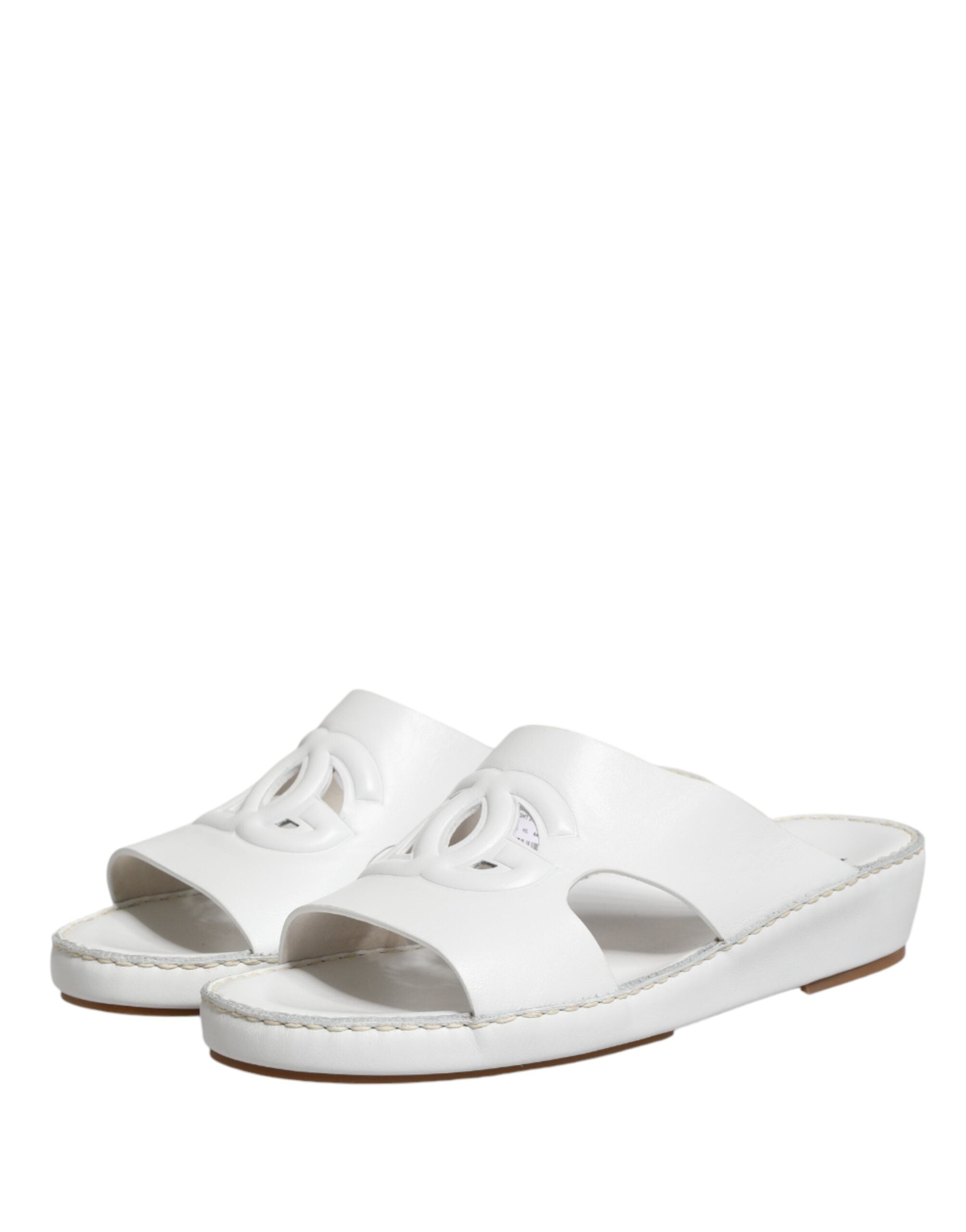 Dolce & Gabbana White DG Cutout Slides Slippers Flats Shoes Dolce & Gabbana