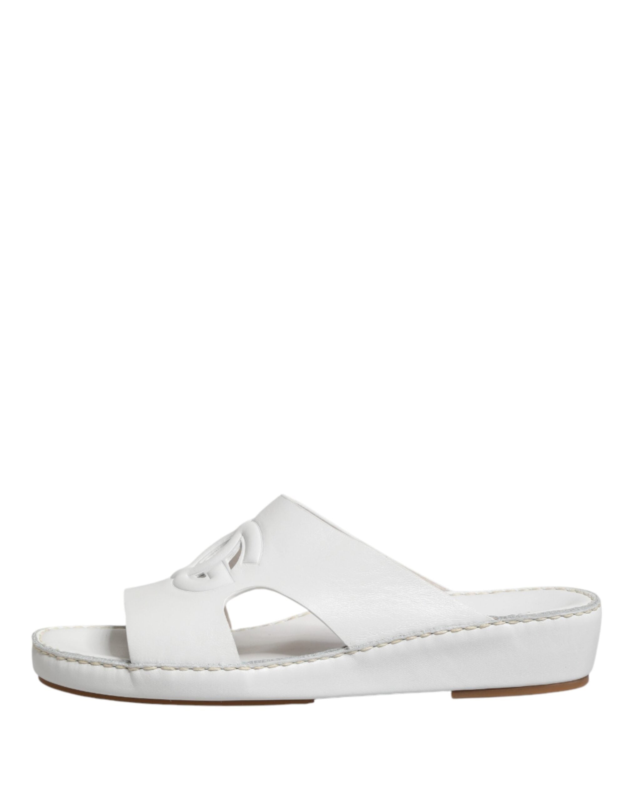 Dolce & Gabbana White DG Cutout Slides Slippers Flats Shoes Dolce & Gabbana