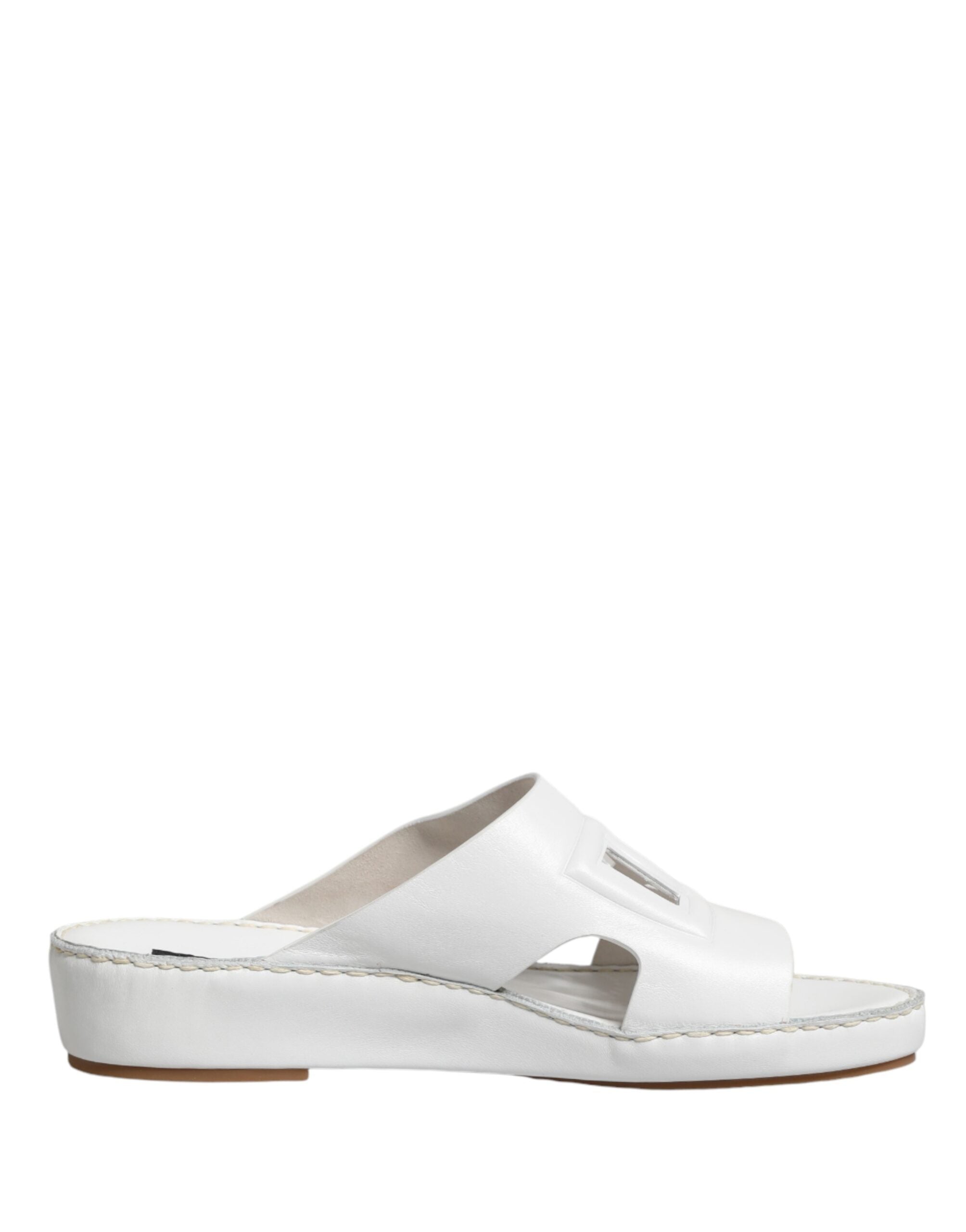Dolce & Gabbana White DG Cutout Slides Slippers Flats Shoes Dolce & Gabbana
