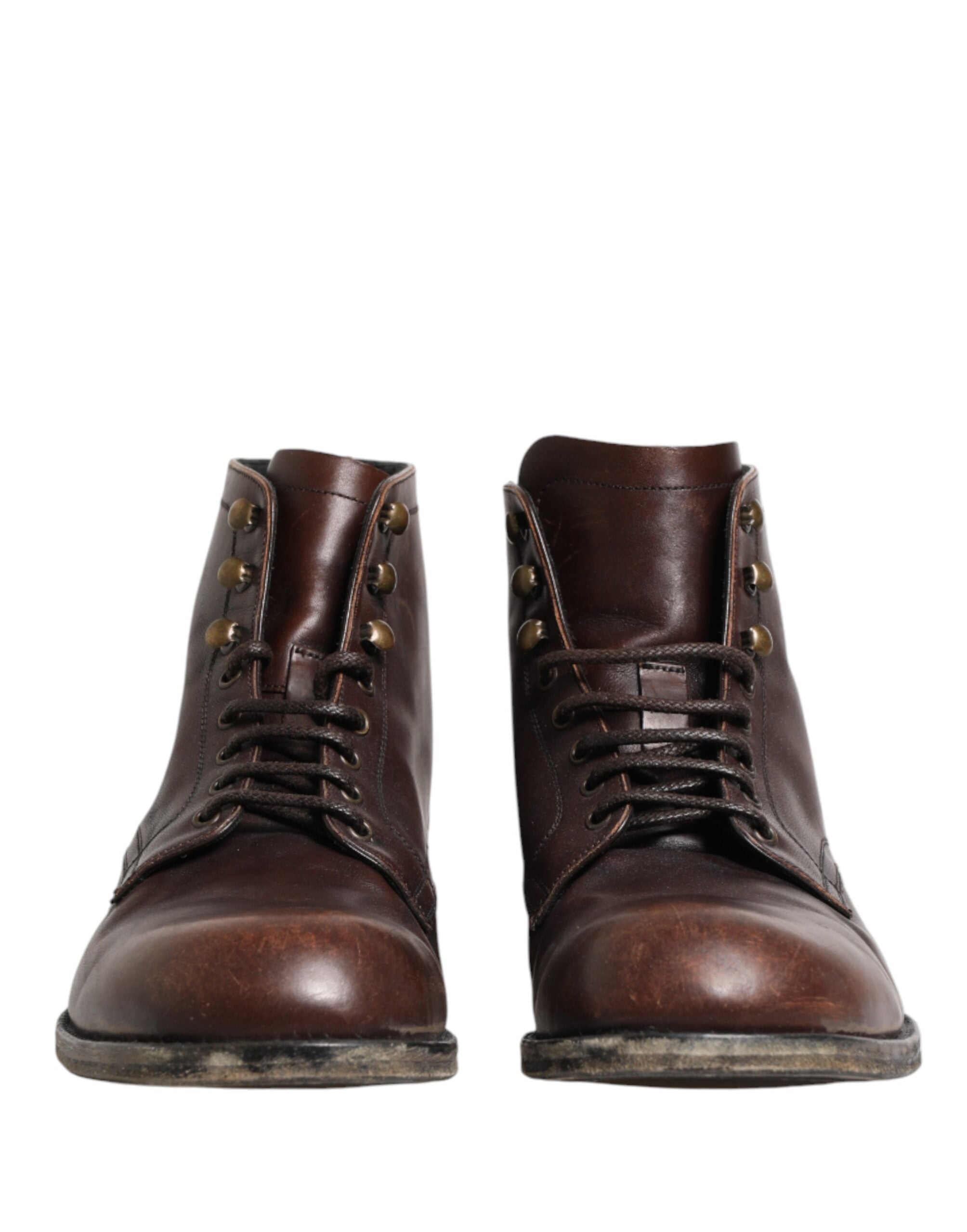 Dolce & Gabbana Brown Lace Up Short Ankle Boots Men Shoes Dolce & Gabbana