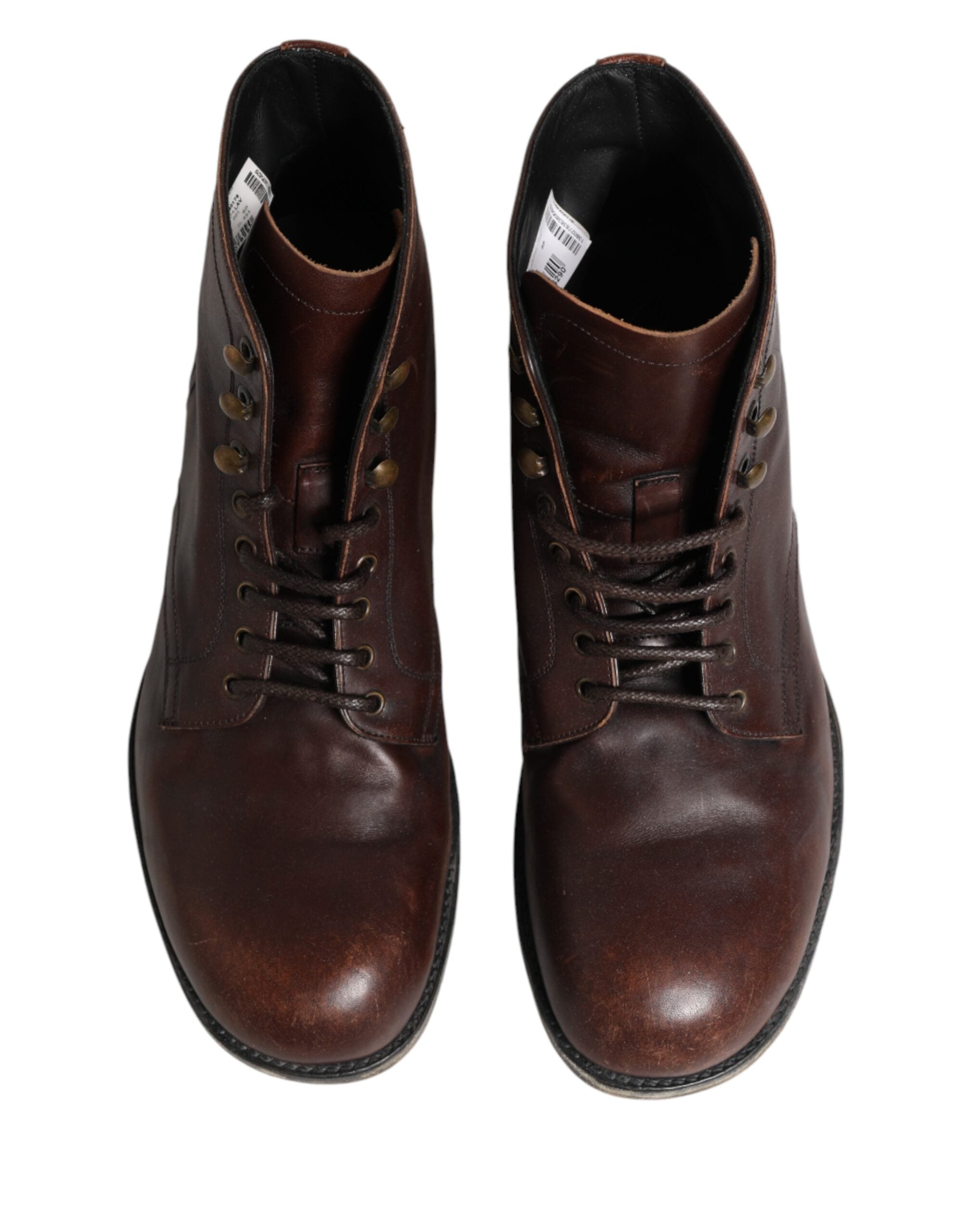 Dolce & Gabbana Brown Lace Up Short Ankle Boots Men Shoes Dolce & Gabbana