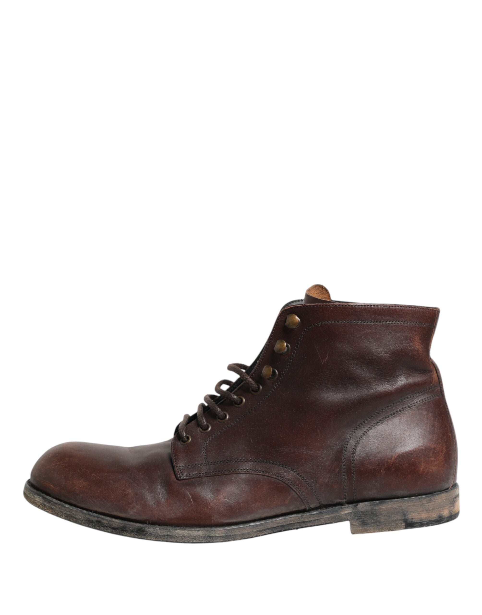 Dolce & Gabbana Brown Lace Up Short Ankle Boots Men Shoes Dolce & Gabbana
