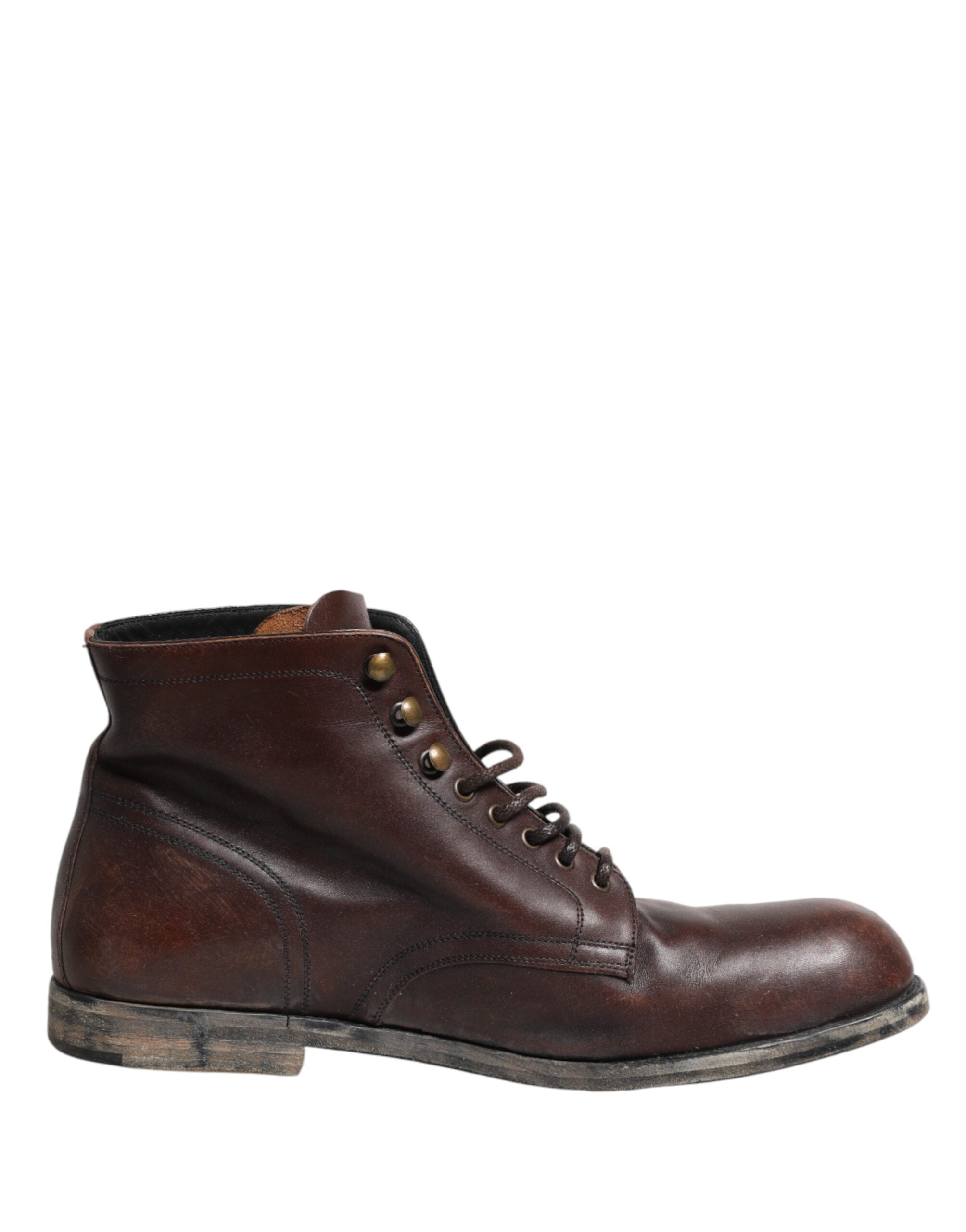 Dolce & Gabbana Brown Lace Up Short Ankle Boots Men Shoes Dolce & Gabbana