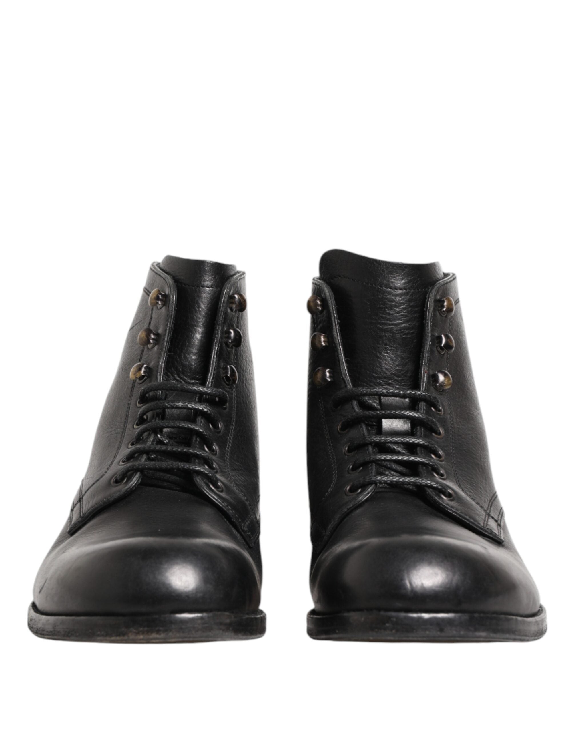 Dolce & Gabbana Black Lace Up Short Ankle Boots Men Shoes Dolce & Gabbana