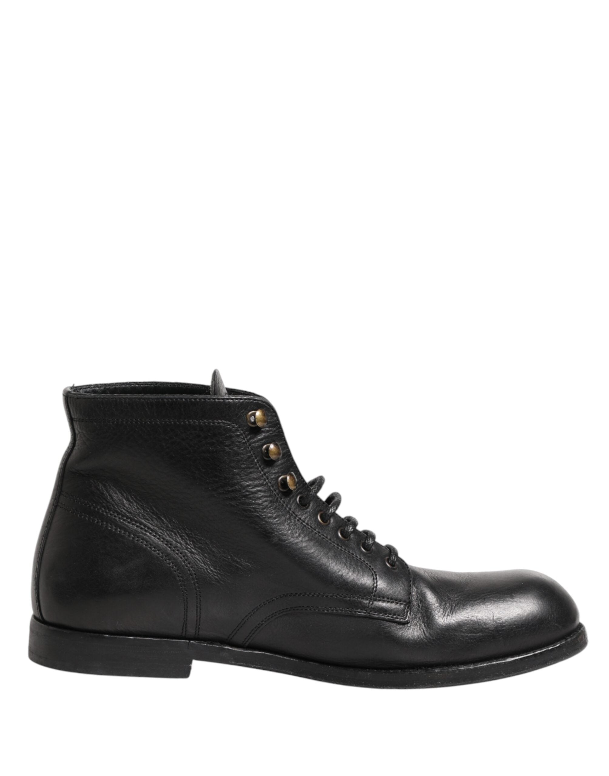 Dolce & Gabbana Black Lace Up Short Ankle Boots Men Shoes Dolce & Gabbana